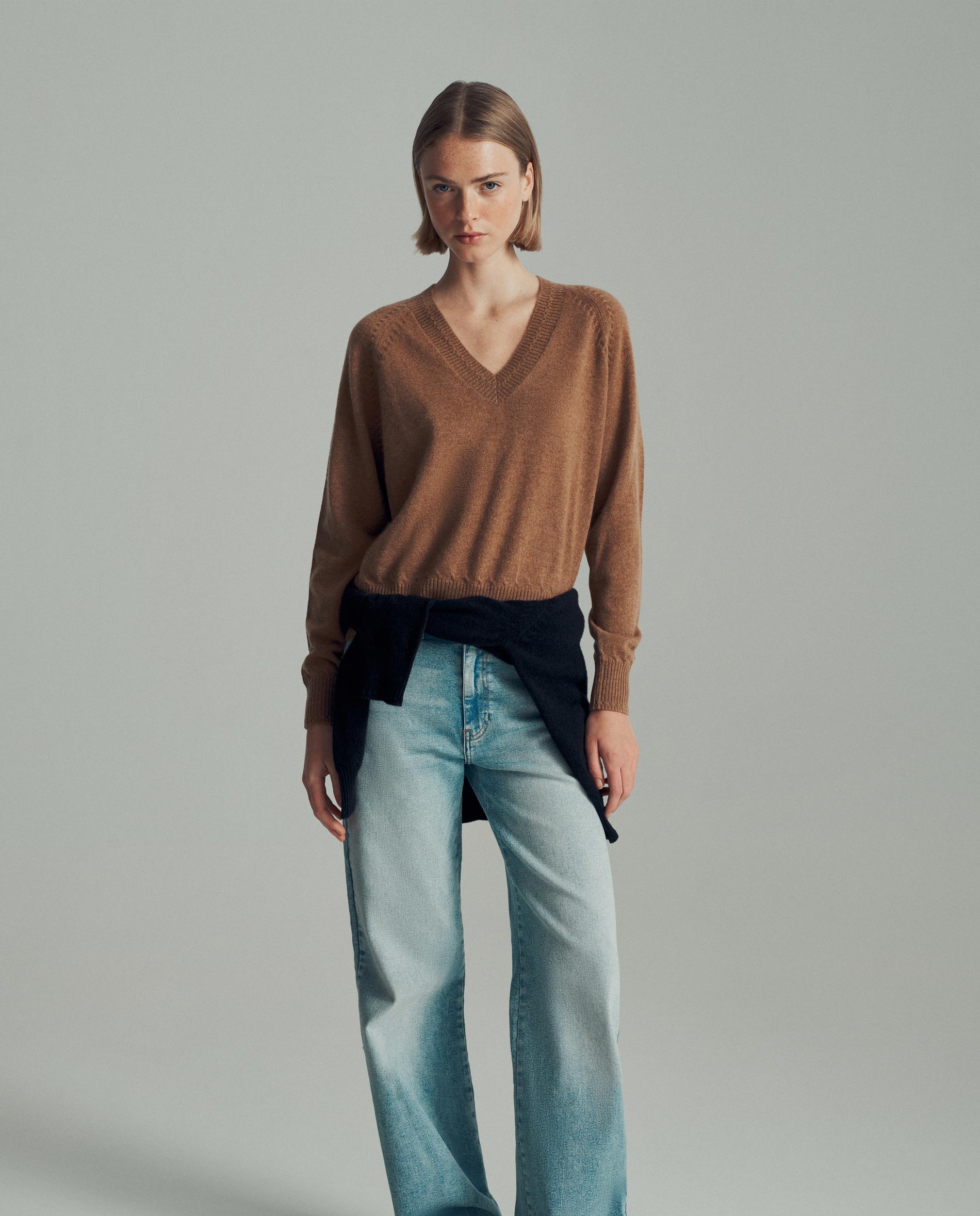 Scalpers - Jersey de mujer 100% cashmere con escote de pico.