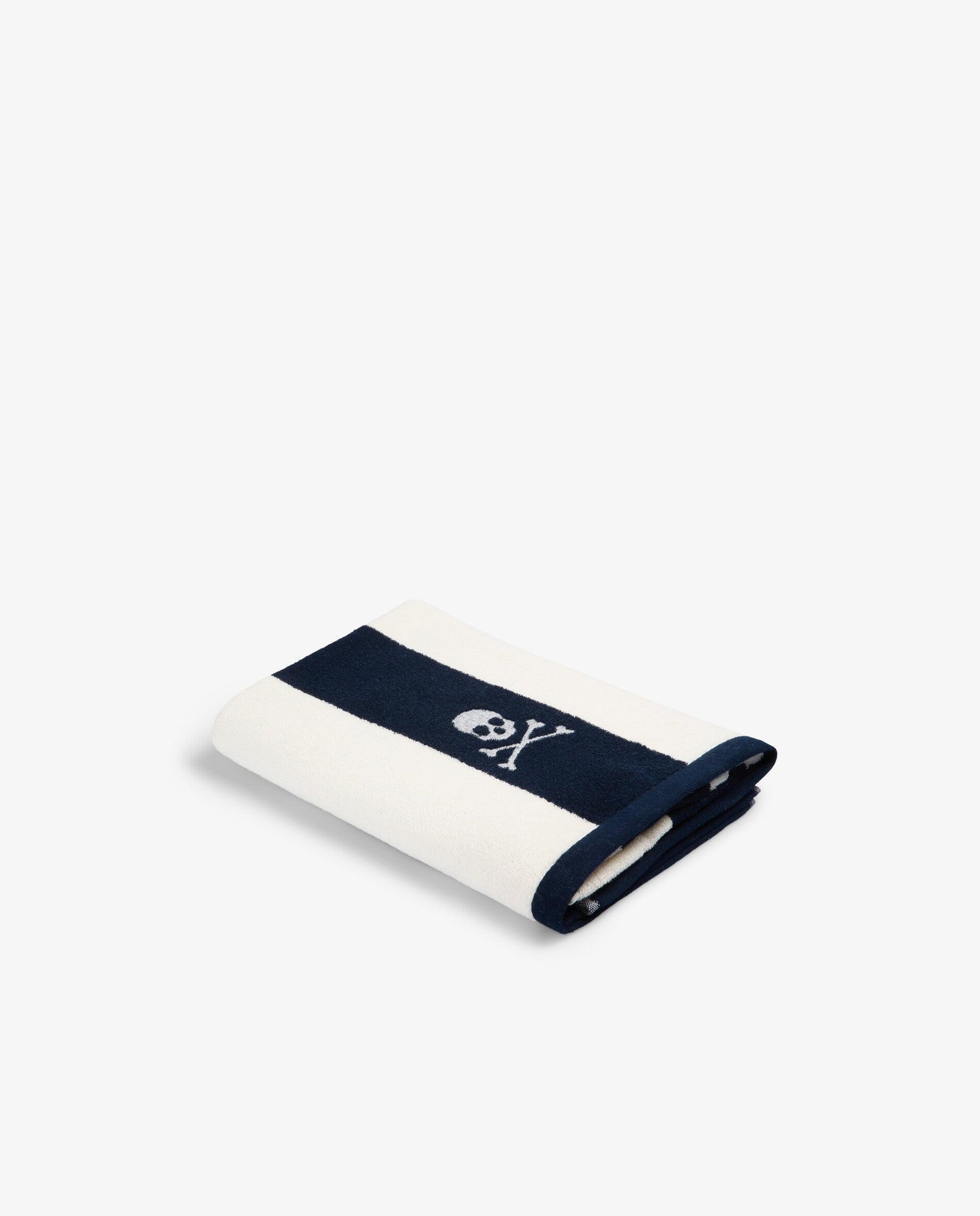 Toalla de playa de mujer a rayas de algodón - Navy Talla única Navy-3