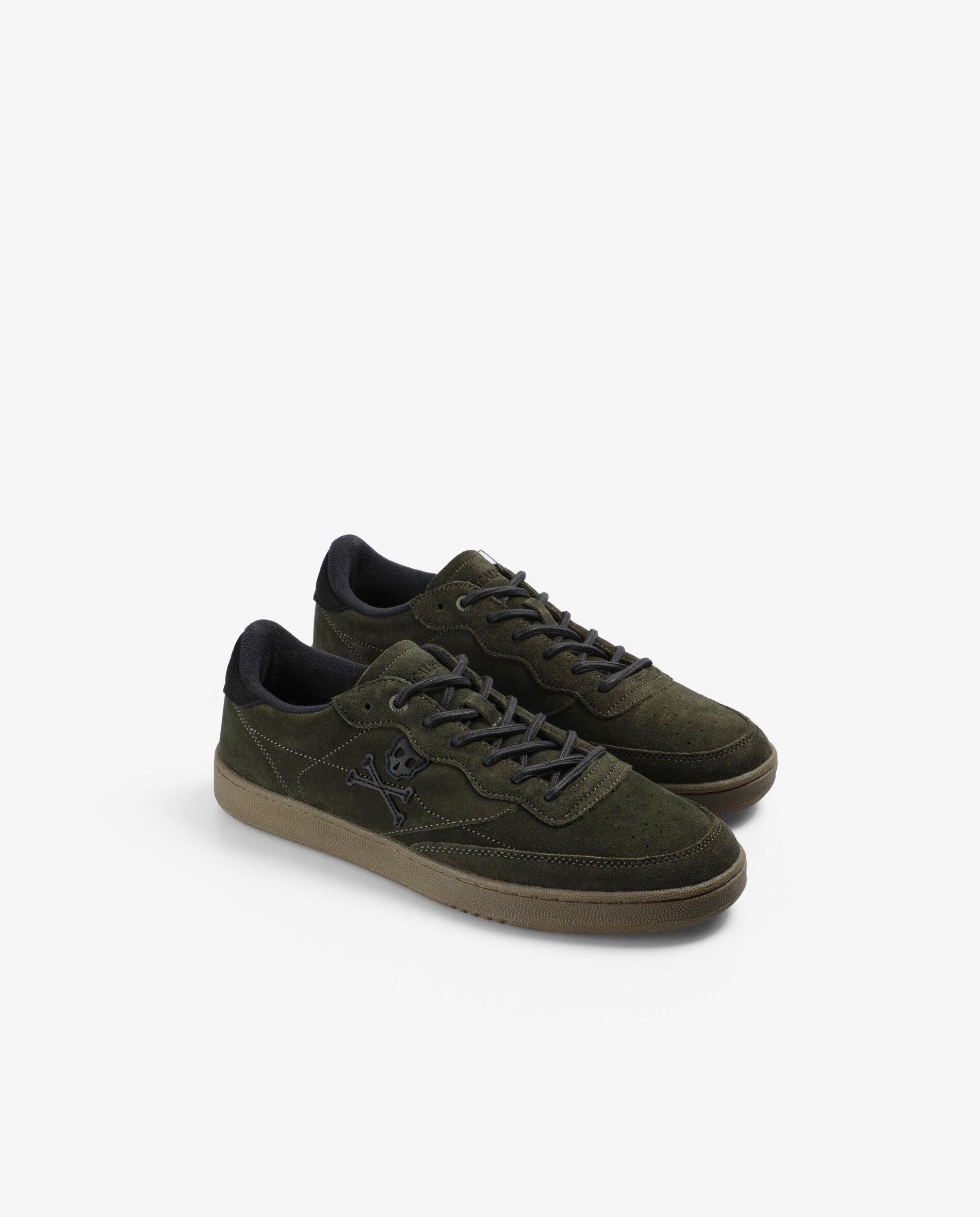 Deportivas de hombre de ante con cierre de cordones - Scalpers - Verde militar Verde militar-3