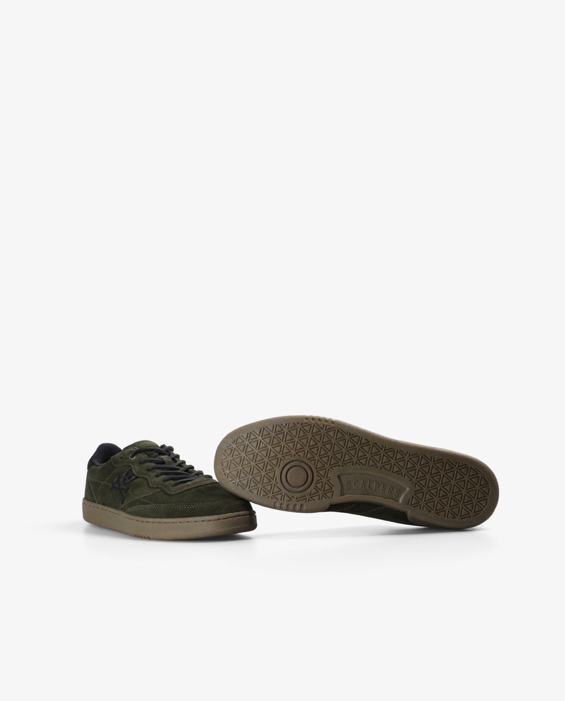 Deportivas de hombre de ante con cierre de cordones - Scalpers - Verde militar Verde militar-4