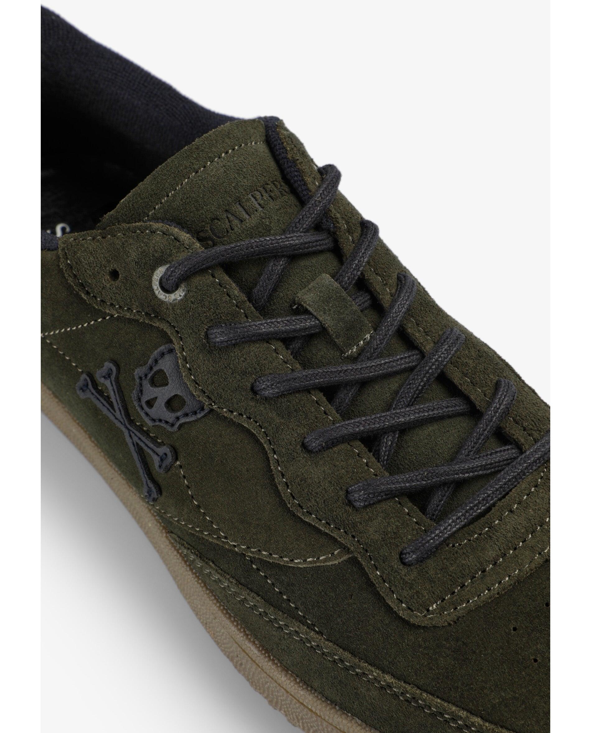 Deportivas de hombre de ante con cierre de cordones - Scalpers - Verde militar Verde militar-6