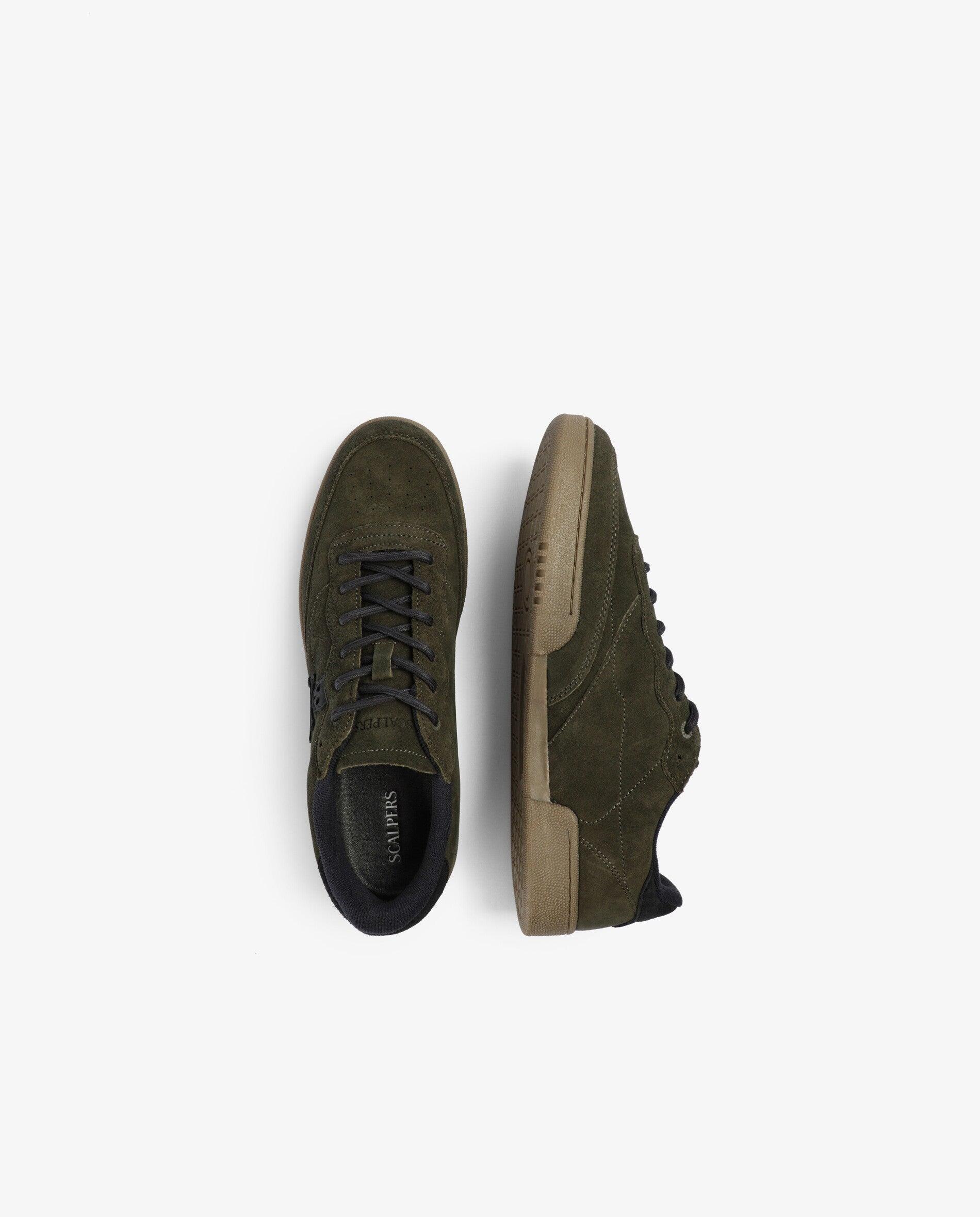Deportivas de hombre de ante con cierre de cordones - Scalpers - Verde militar Verde militar-8