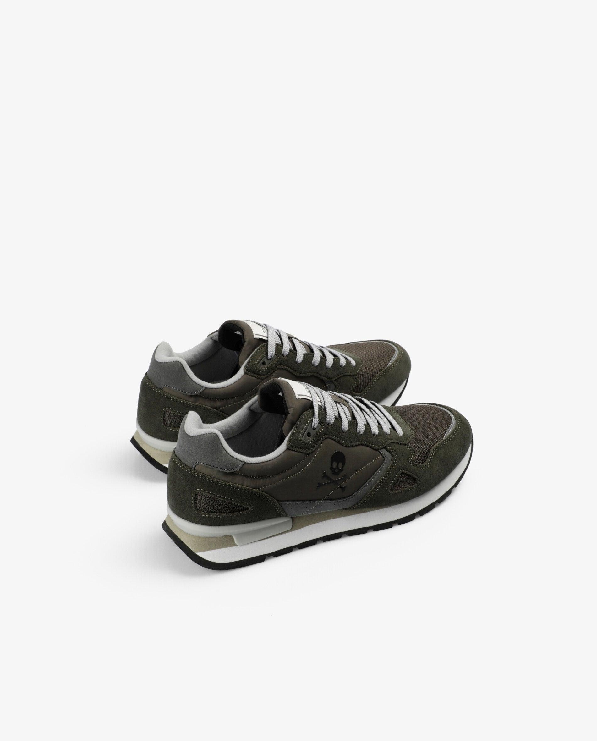 Zapatillas vintage de hombre en ante y malla - Scalpers - Verde militar Verde militar-2