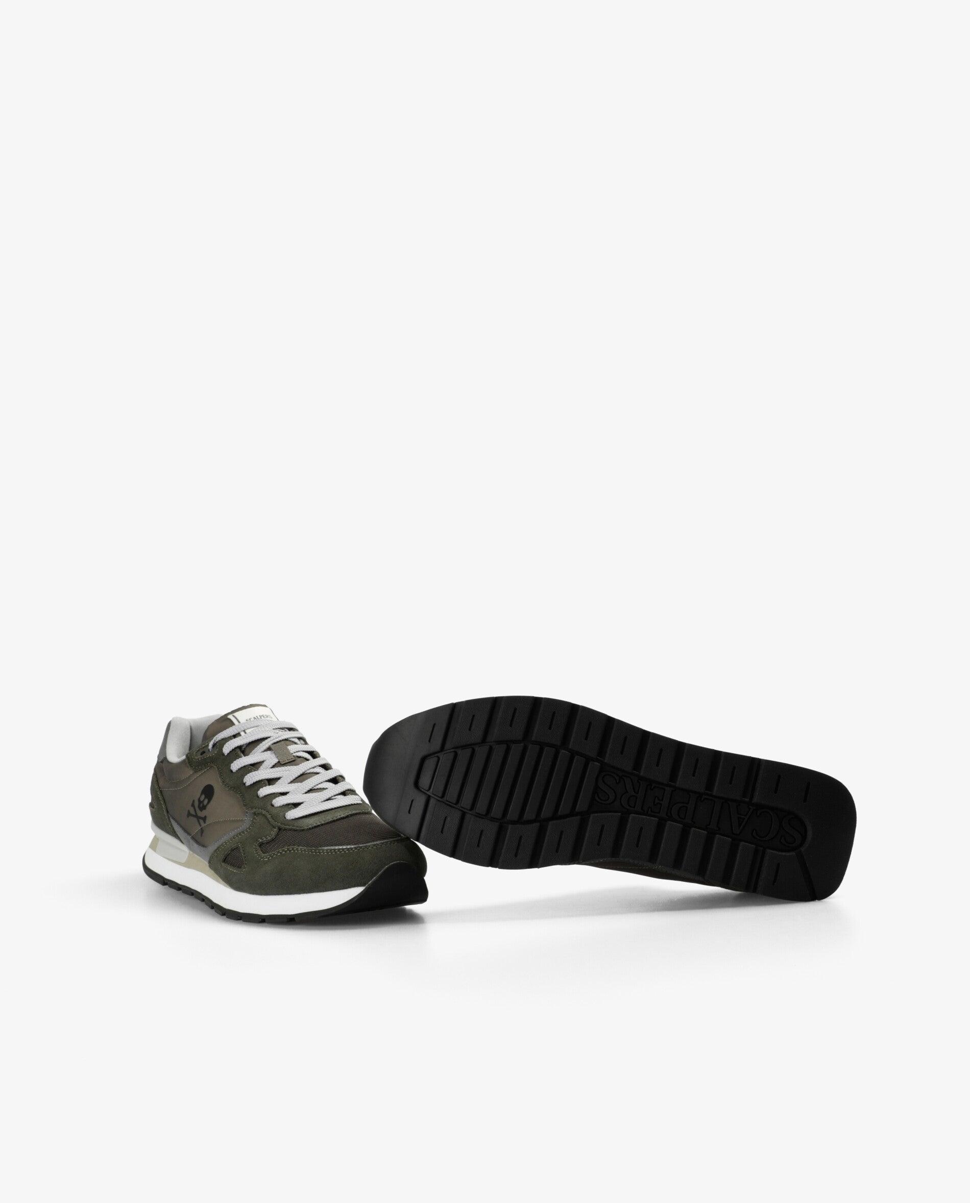 Zapatillas vintage de hombre en ante y malla - Scalpers - Verde militar Verde militar-4