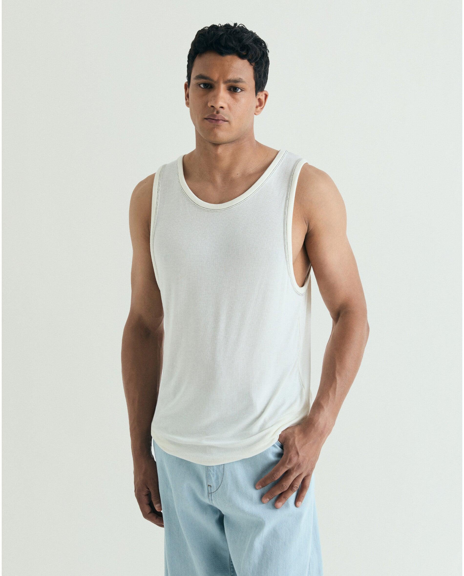 Scalpers - Camiseta de hombre relaxed fit sin mangas de algodón.