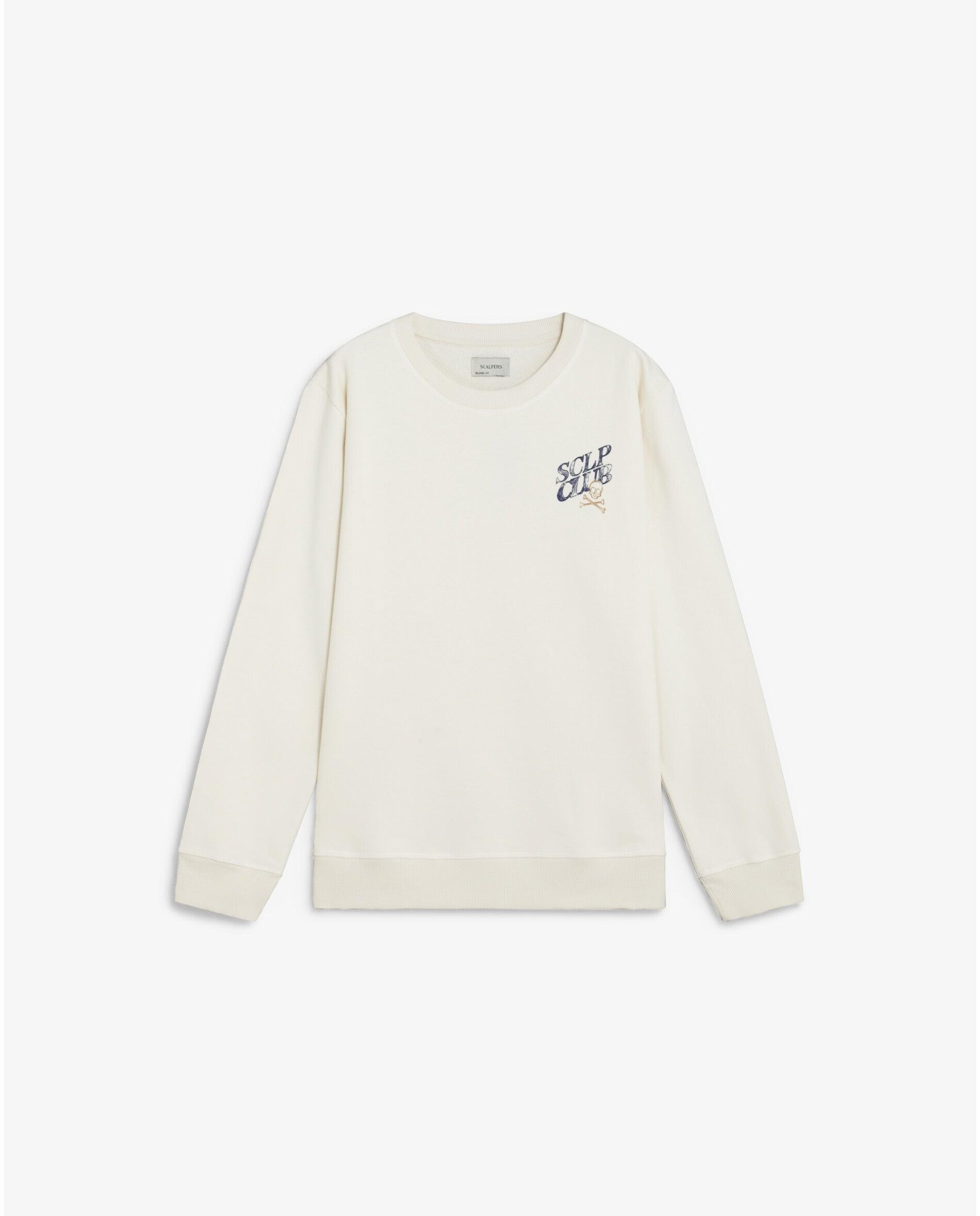 Imagen 0 de Sudadera de hombre con cuello redondo y estampado trasero Crema