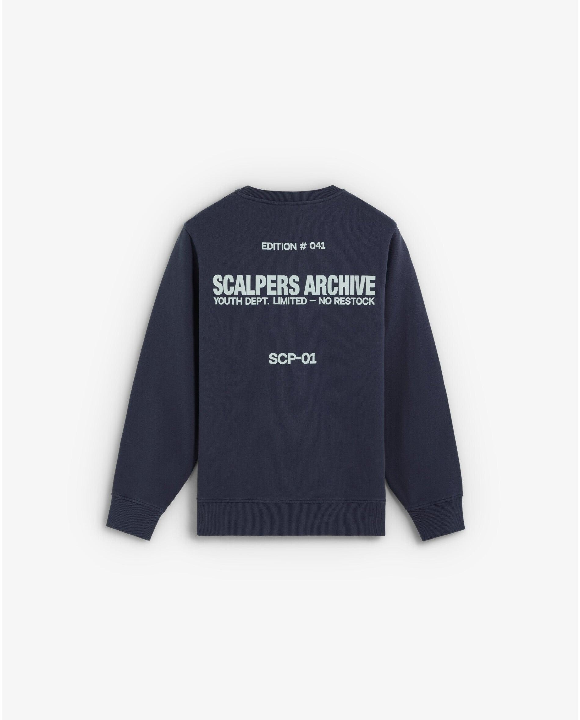 Sudadera de hombre de algodón con cuello redondo y acabados en rib - Scalpers - Navy Navy-6