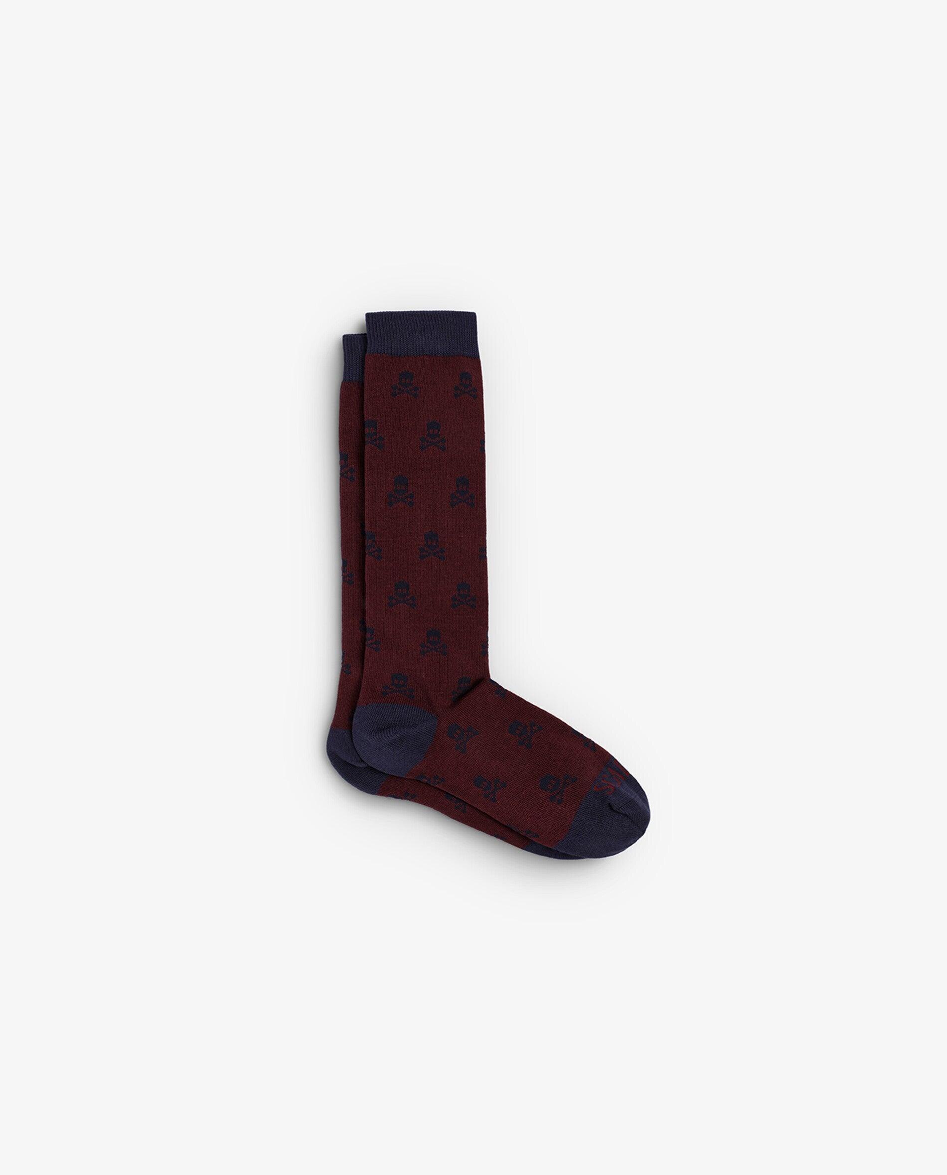Calcetines altos de niño con estampado de calaveras - Scalpers - Burdeos Burdeos-1