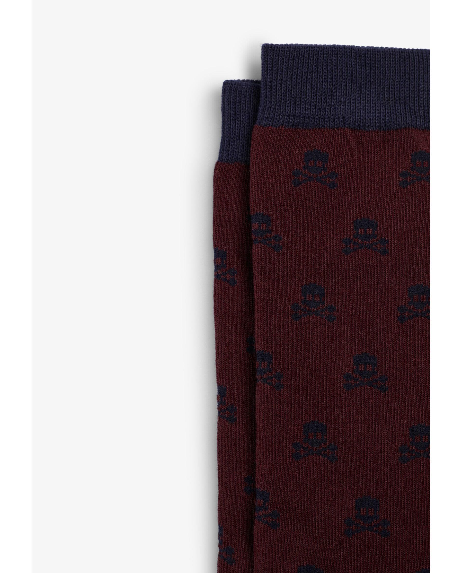 Calcetines altos de niño con estampado de calaveras - Scalpers - Burdeos Burdeos-2