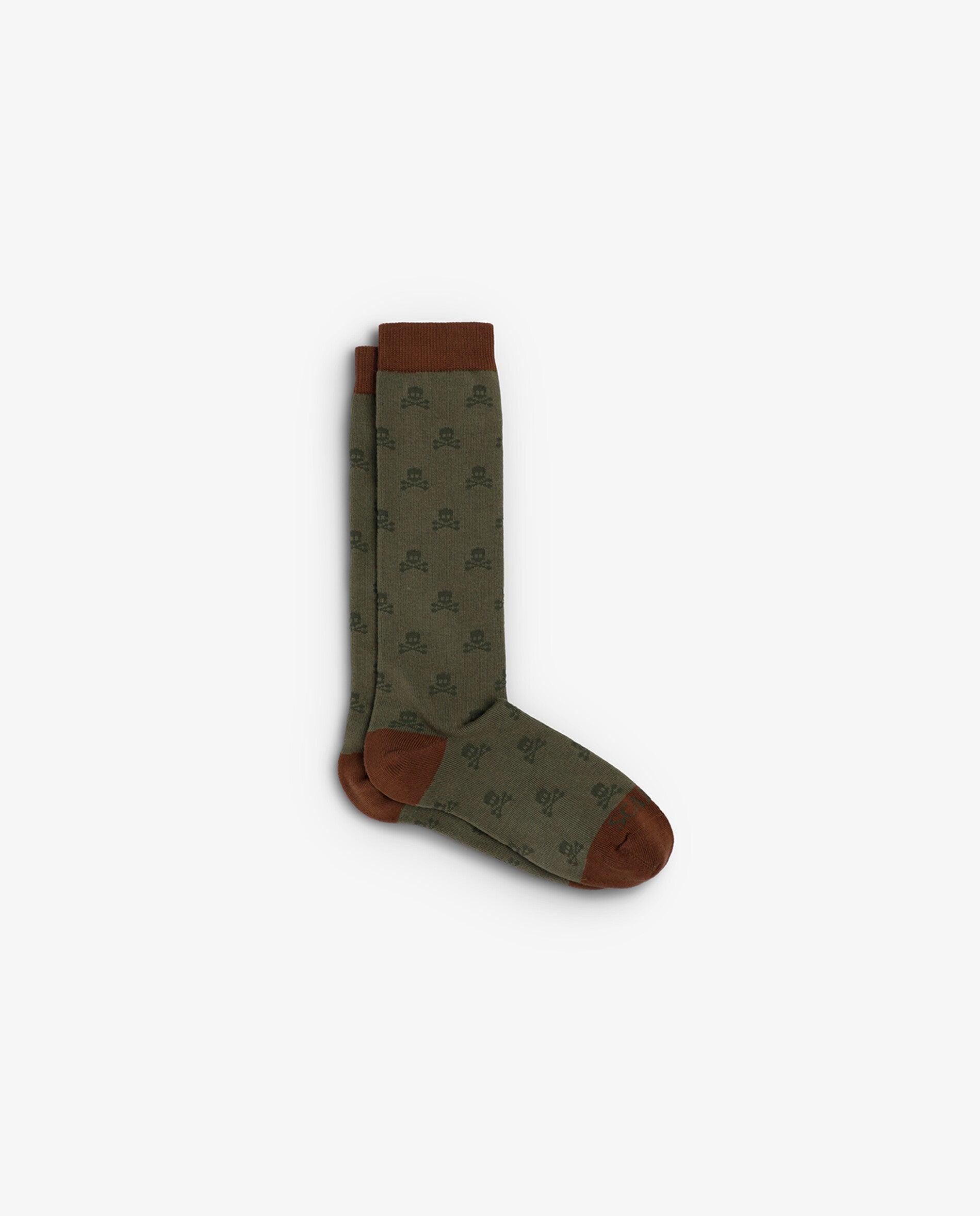 Calcetines altos de niño con estampado de calaveras - Scalpers - Kaki Kaki-1