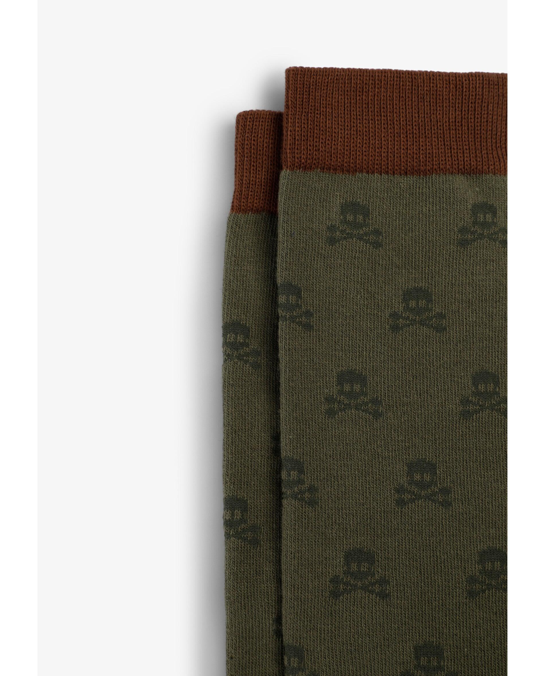 Calcetines altos de niño con estampado de calaveras - Scalpers - Kaki Kaki-3