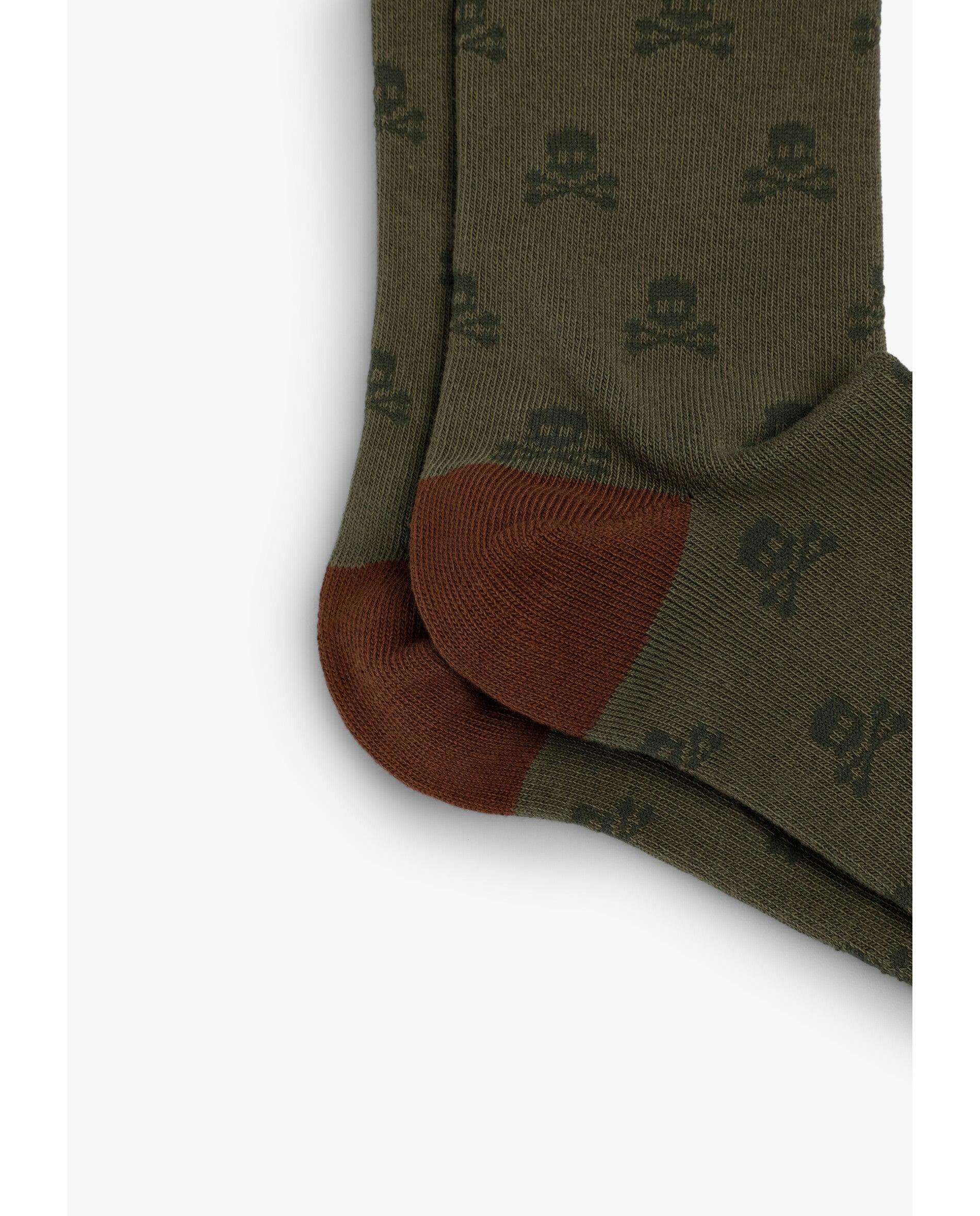 Calcetines altos de niño con estampado de calaveras - Scalpers - Kaki Kaki-2