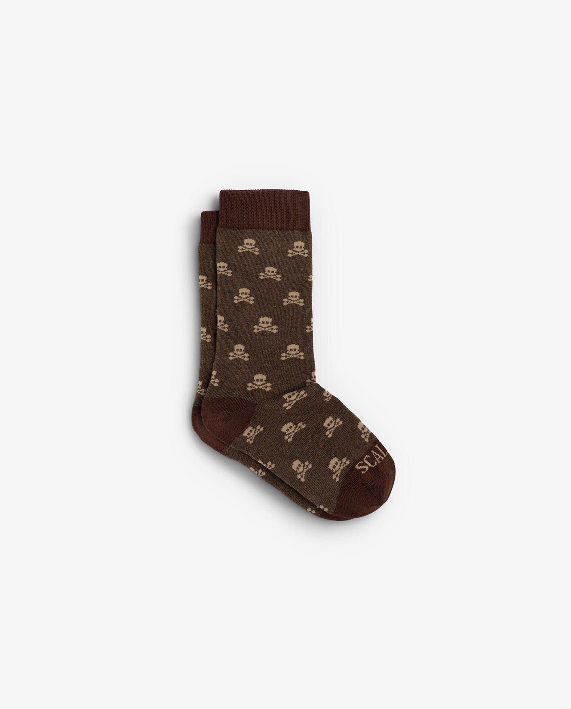 Calcetines cortos de niño con estampado de calaveras - Scalpers - Marrón Marrón-1