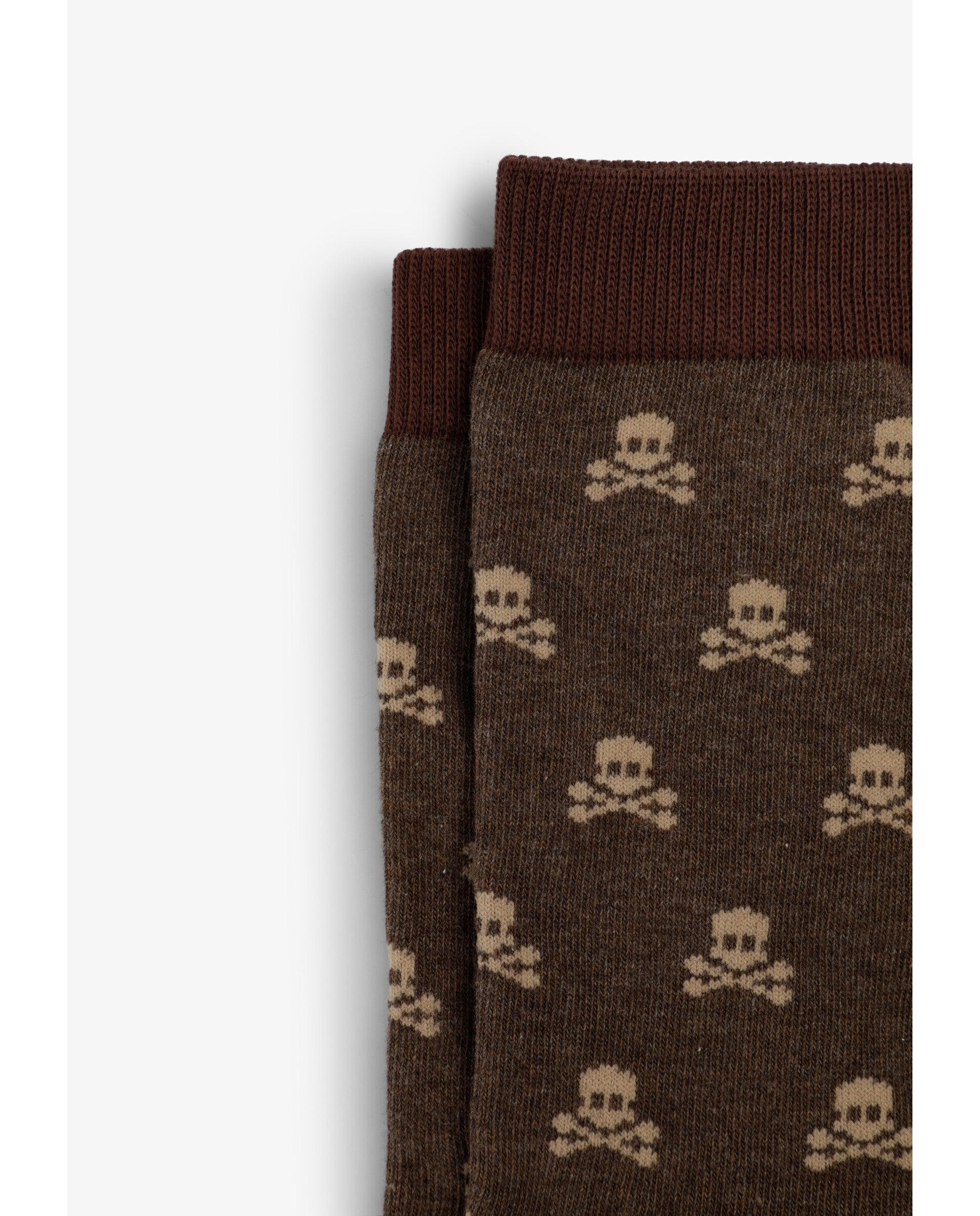 Calcetines cortos de niño con estampado de calaveras - Scalpers - Marrón Marrón-3