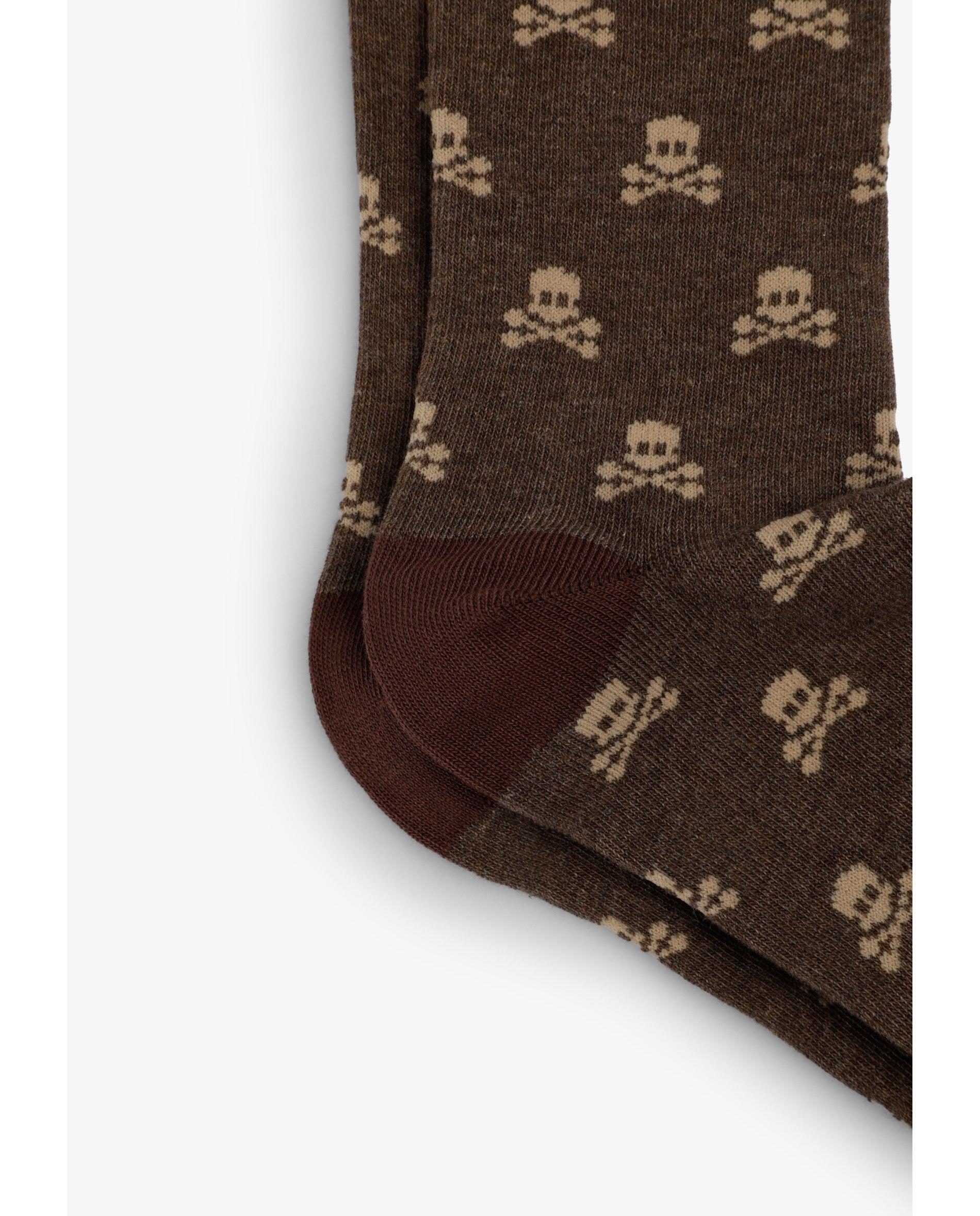 Calcetines cortos de niño con estampado de calaveras - Scalpers - Marrón Marrón-2