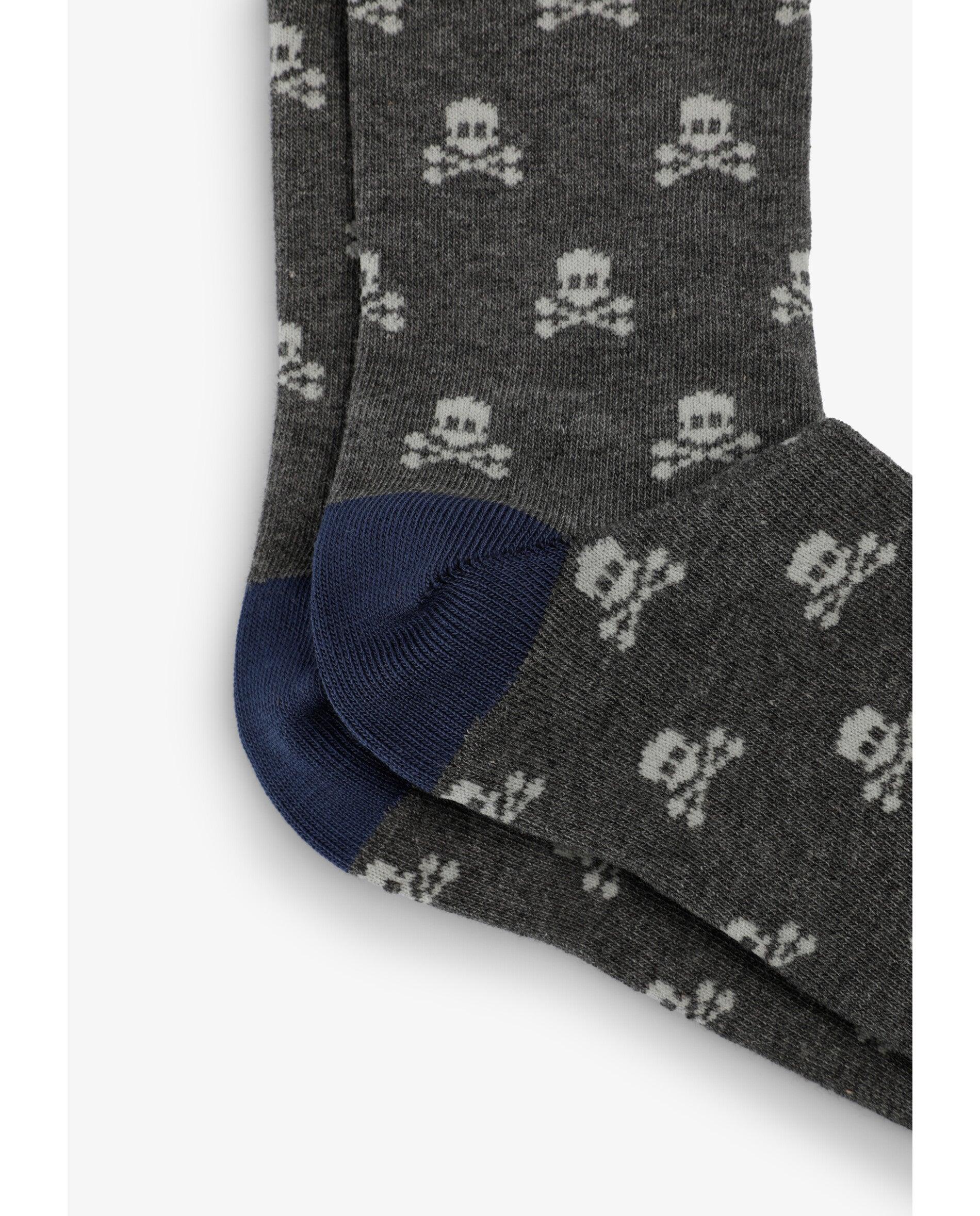 Calcetines cortos de niño con estampado de calaveras - Scalpers - Gris Gris-2
