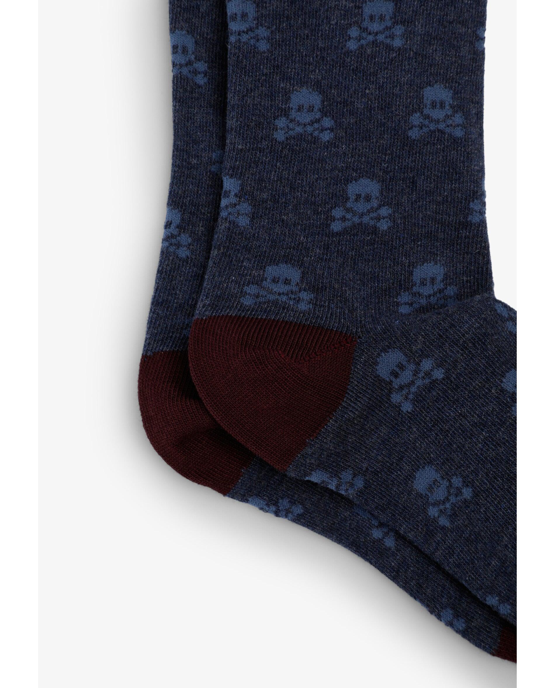 Calcetines cortos de niño con estampado de calaveras - Scalpers - Azul oscuro Azul oscuro-2