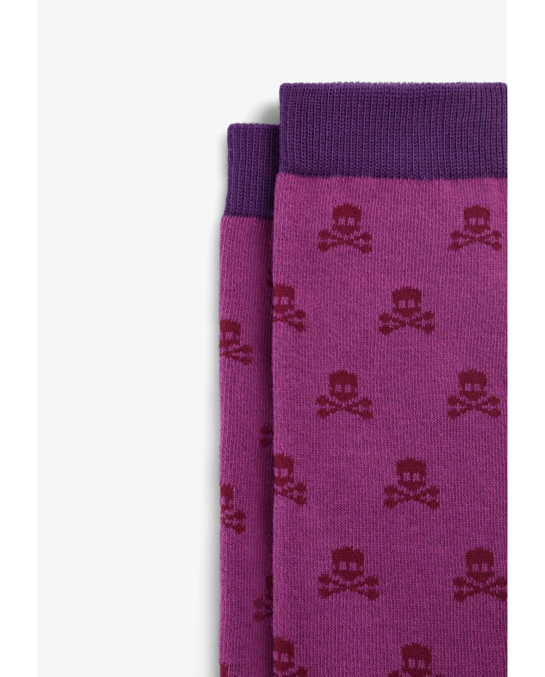Calcetines altos de niña con estampado de calaveras - Scalpers - Malva Malva-3