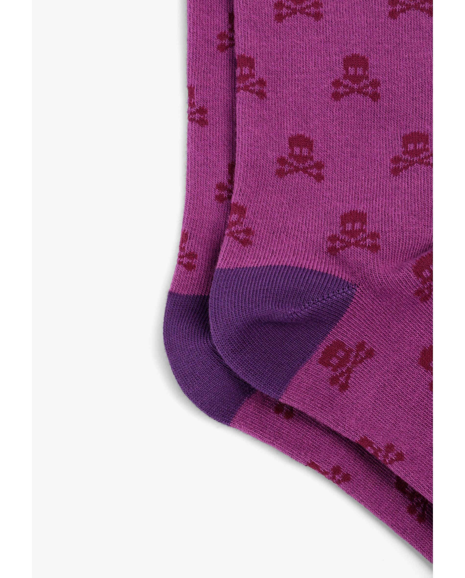 Calcetines altos de niña con estampado de calaveras - Scalpers - Malva Malva-2