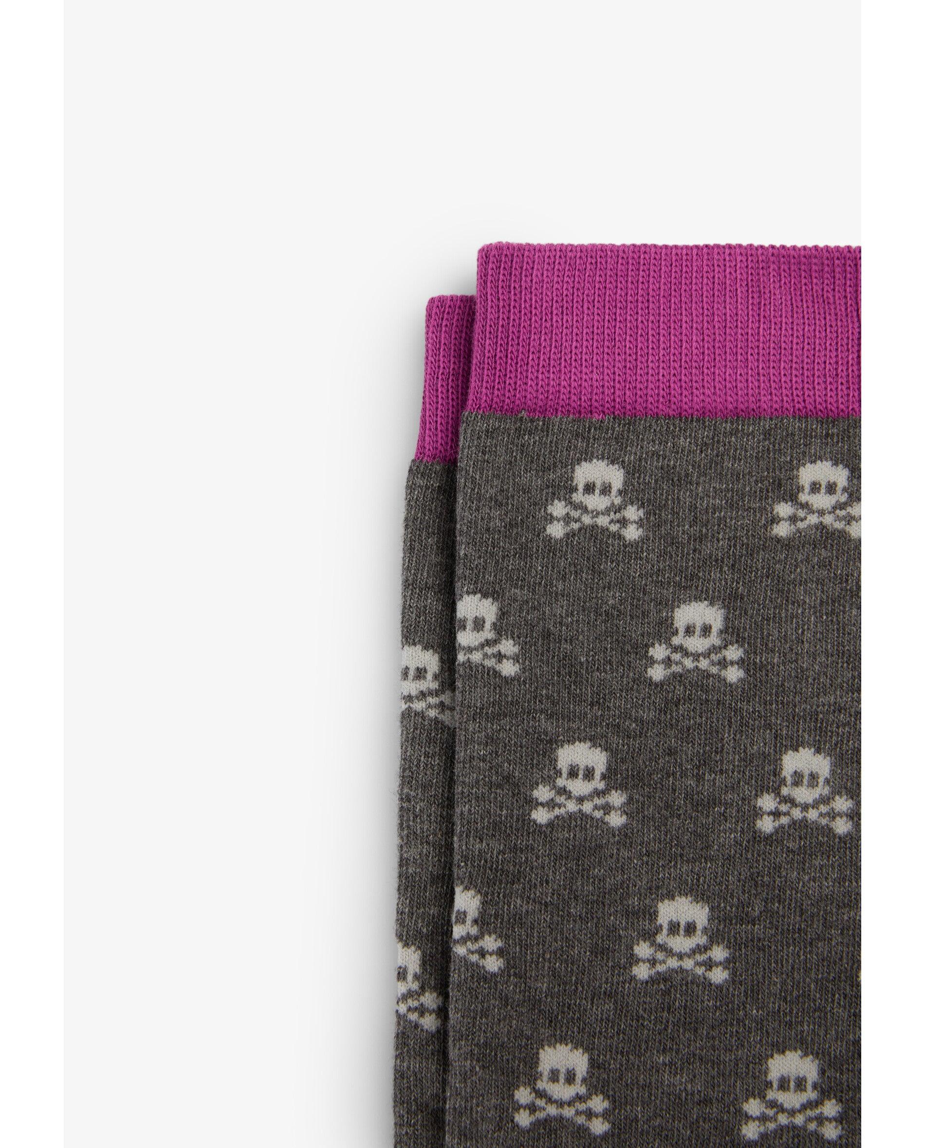 Calcetines altos de niña con estampado de calaveras - Scalpers - Gris Gris-3