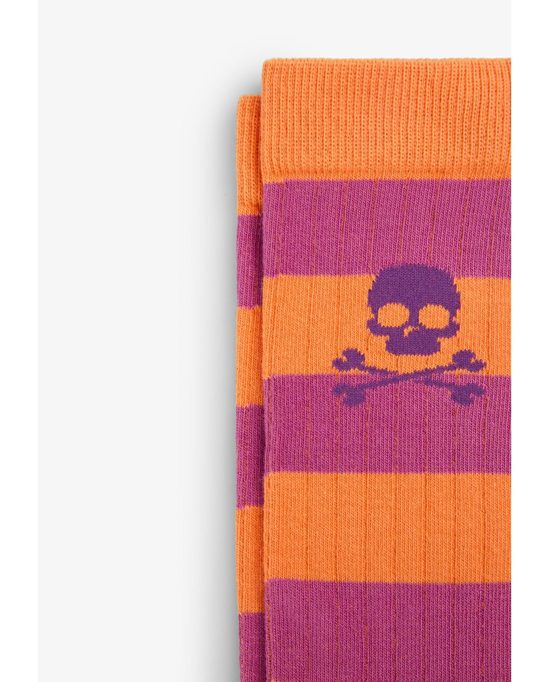 Calcetines altos de niña con estampado de rayas - Scalpers - Naranja Naranja-2