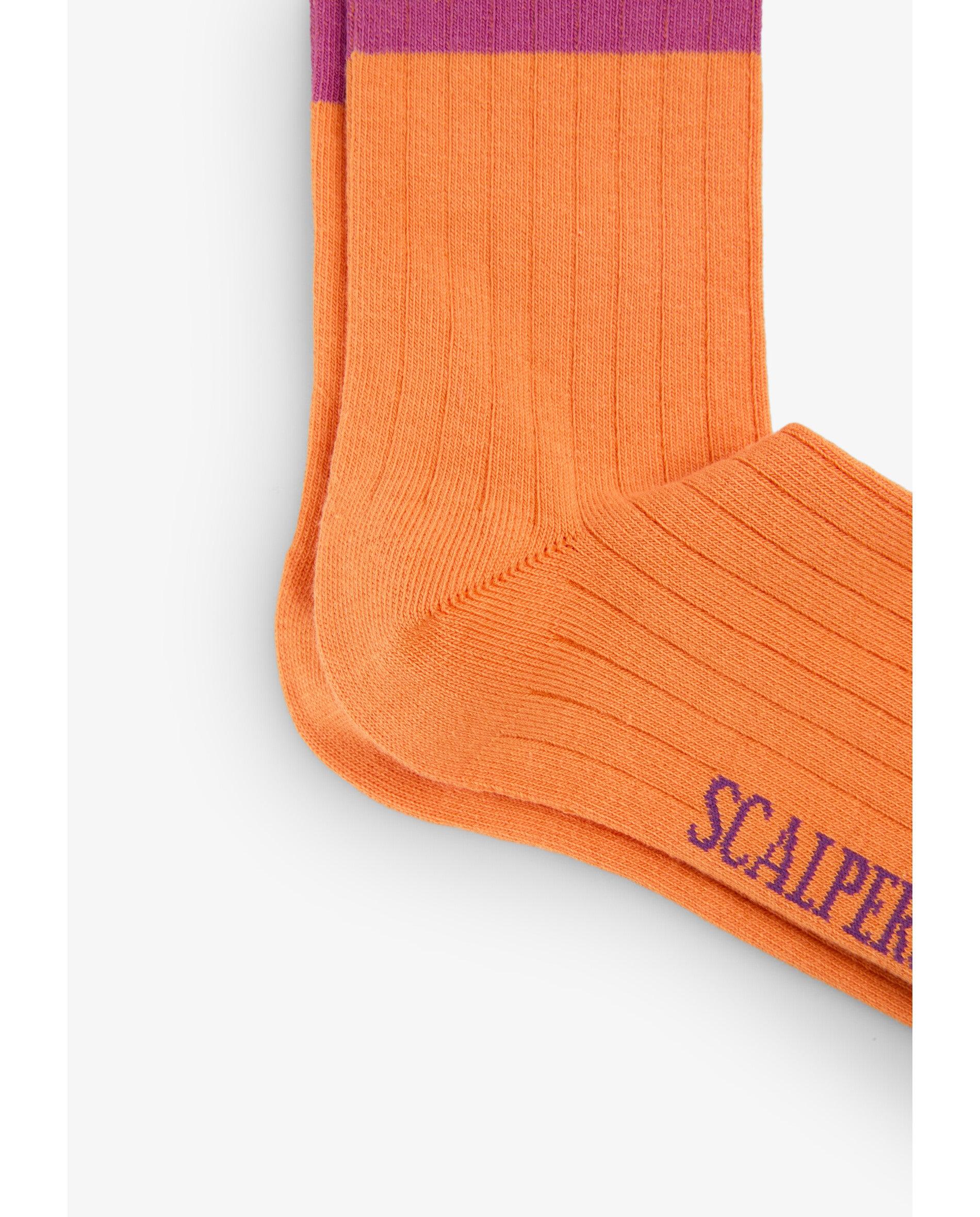 Calcetines altos de niña con estampado de rayas - Scalpers - Naranja Naranja-3