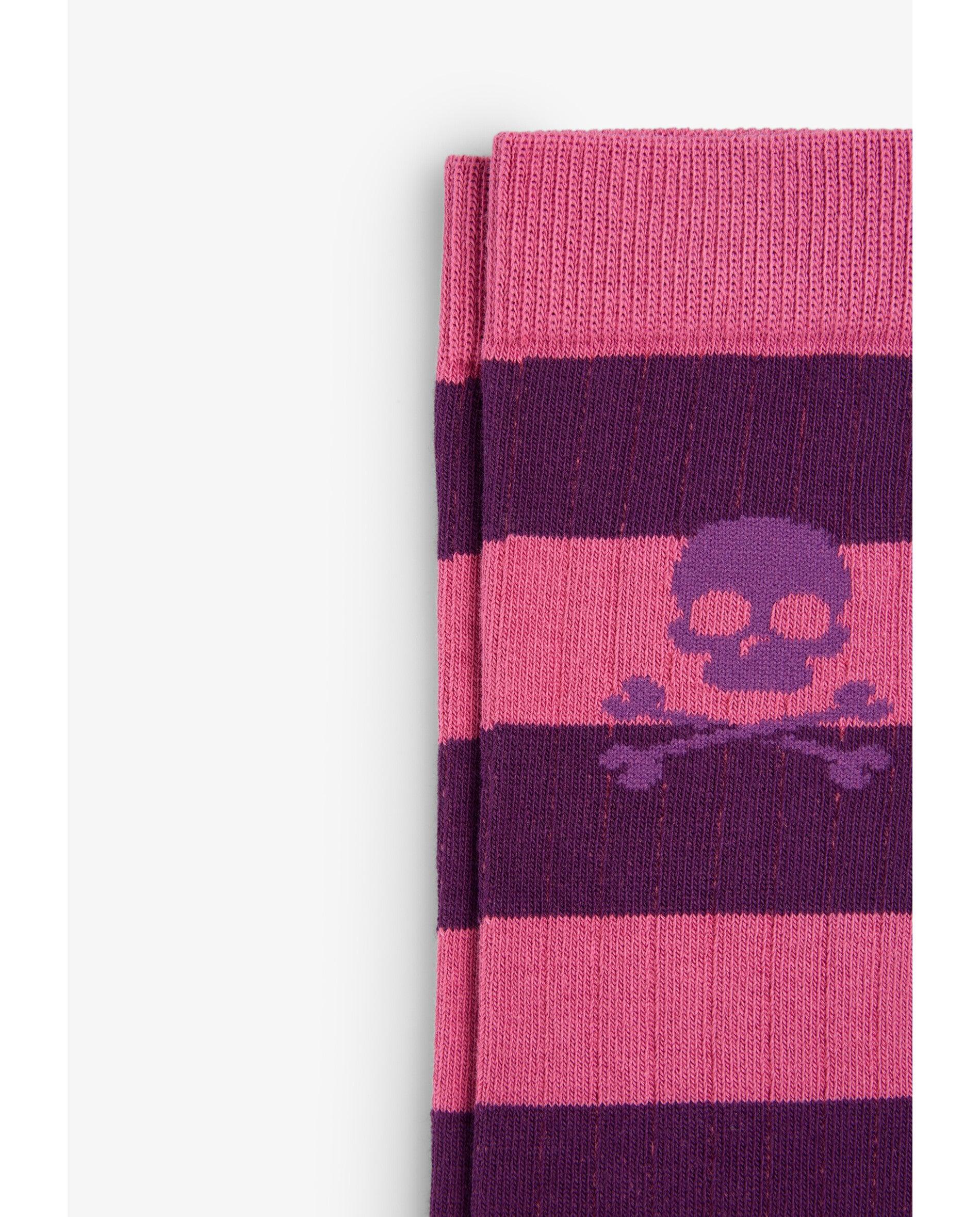 Calcetines altos de niña con estampado de rayas - Scalpers - Rosa Rosa-2