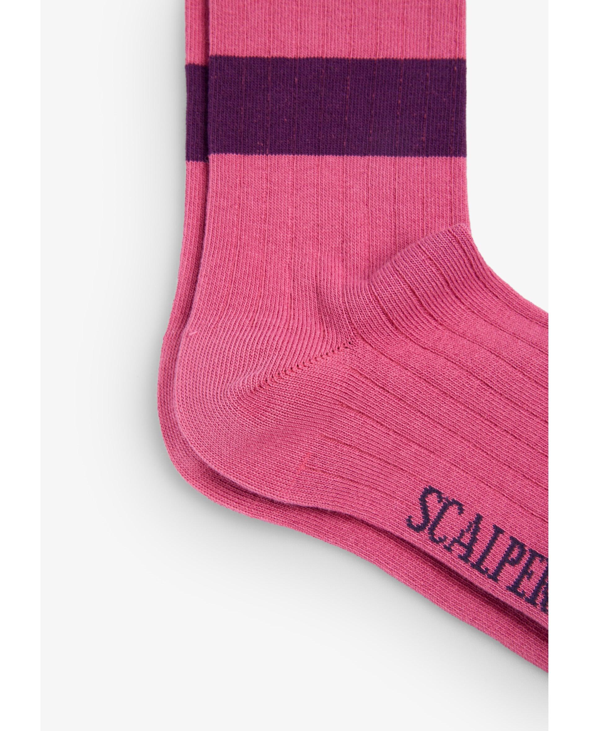Calcetines altos de niña con estampado de rayas - Scalpers - Rosa Rosa-3