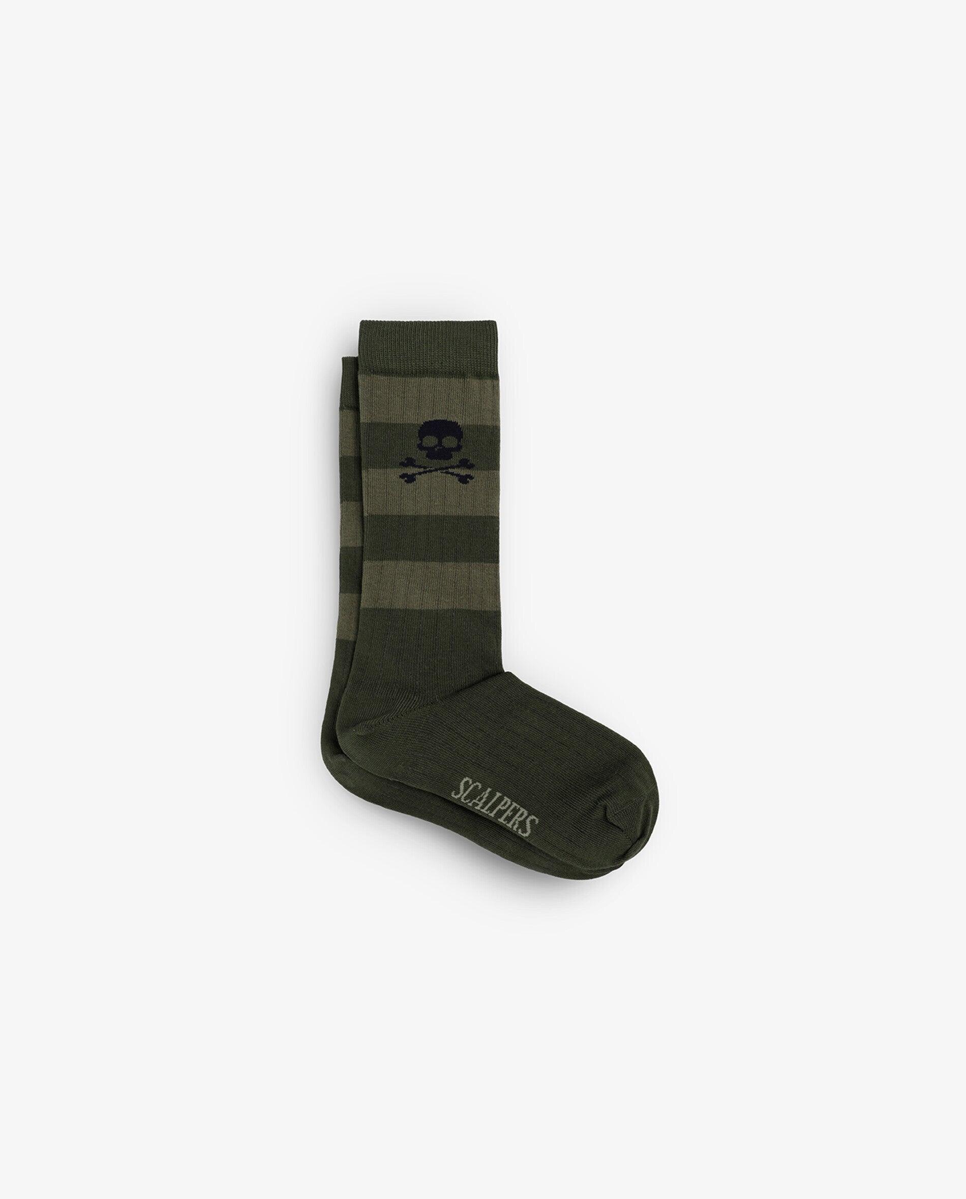 Calcetines de niño de caña media con estampado de rayas - Scalpers - Verde militar Verde militar-1