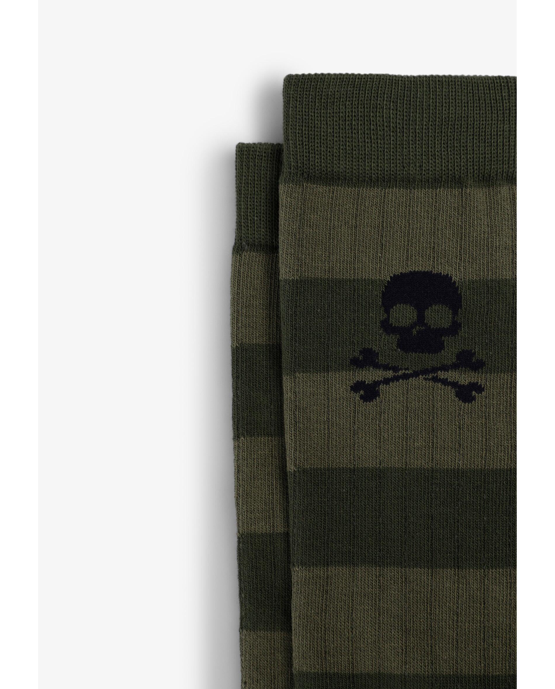 Calcetines de niño de caña media con estampado de rayas - Scalpers - Verde militar Verde militar-2