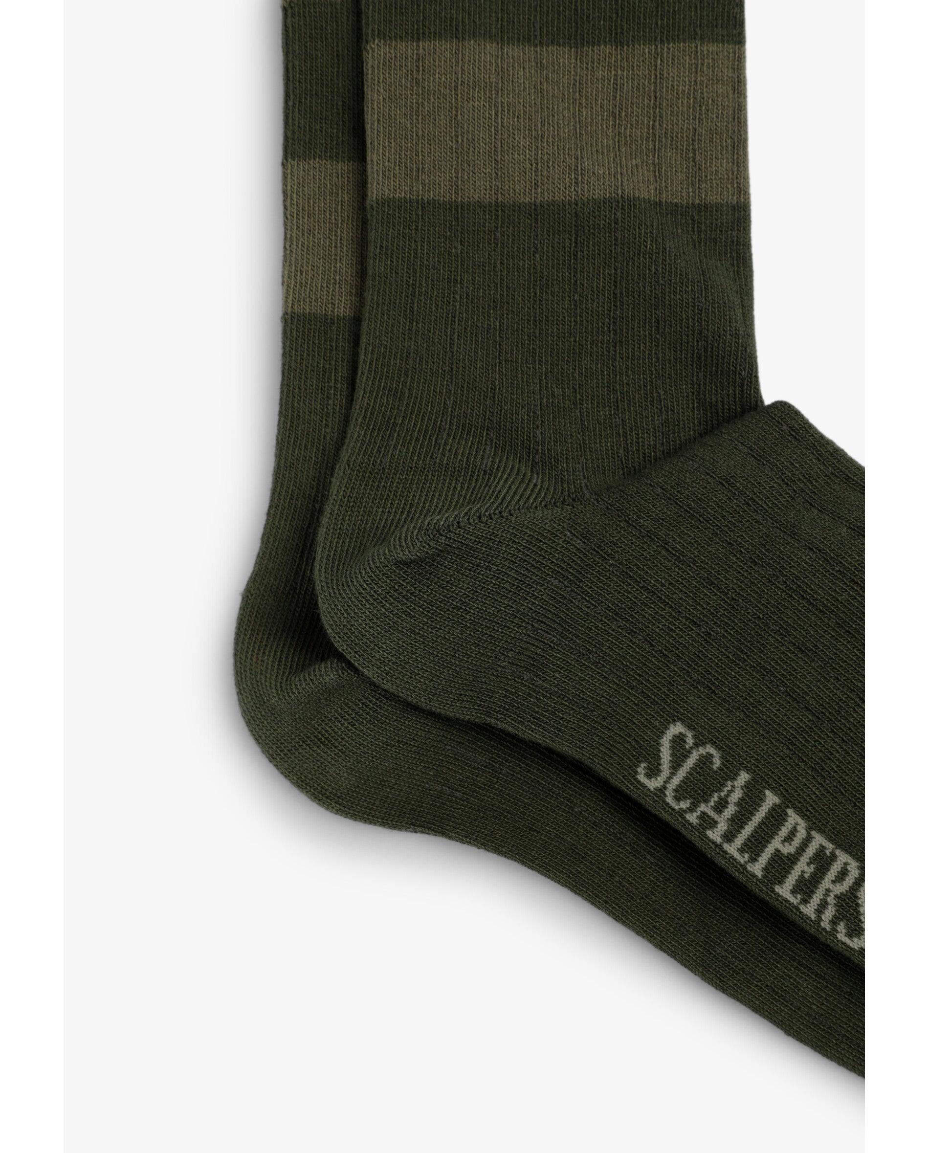 Calcetines de niño de caña media con estampado de rayas - Scalpers - Verde militar Verde militar-3