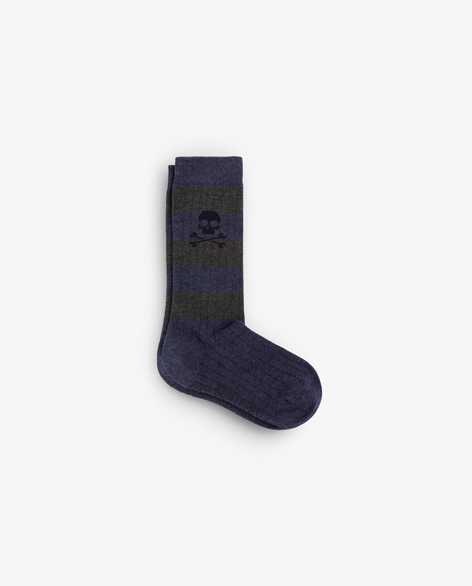 Calcetines de niño de caña media con estampado de rayas - Scalpers - Azul oscuro Azul oscuro-1