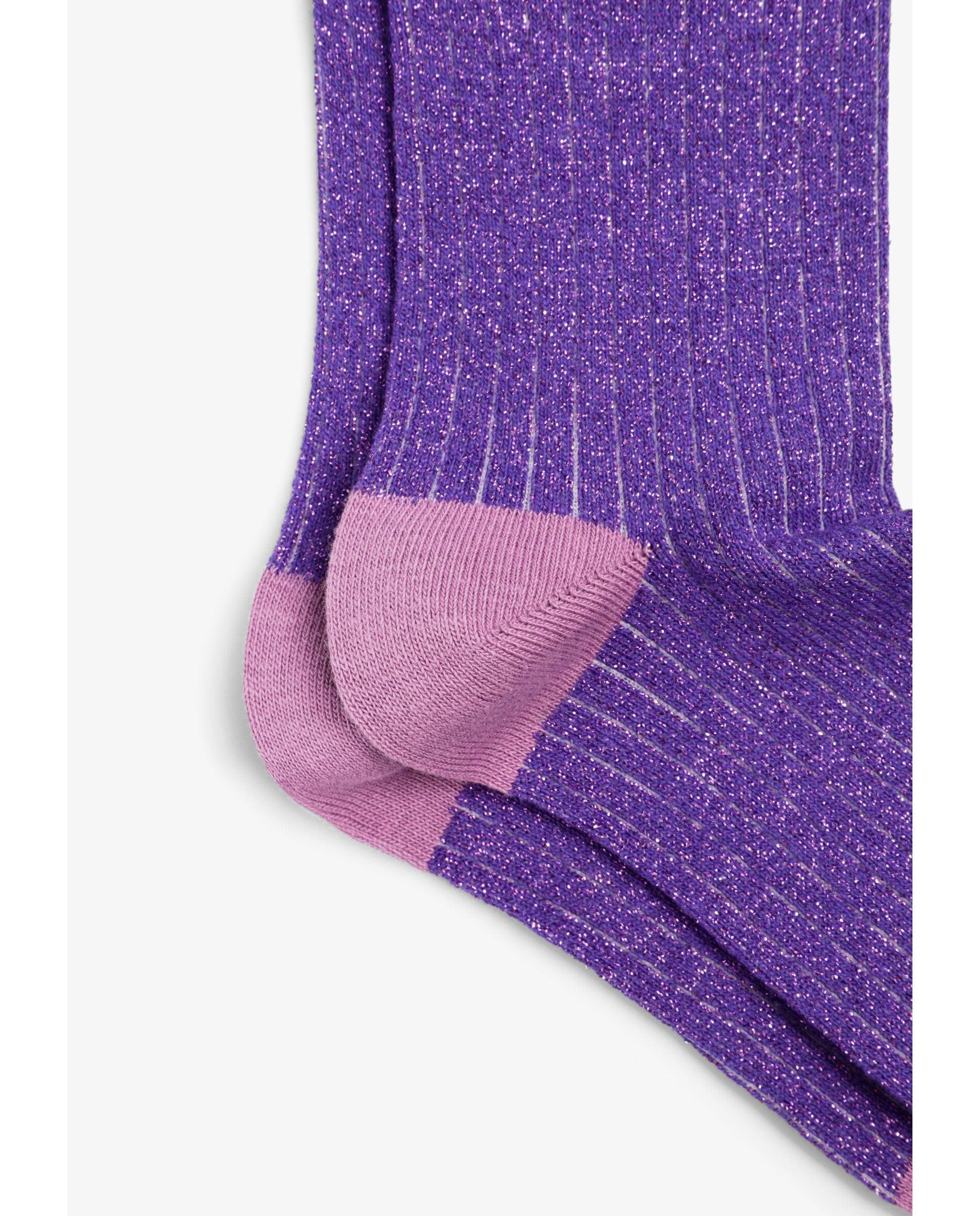 Calcetines de niña de caña media con puntera y talón a contraste - Scalpers - Purpura Purpura-2