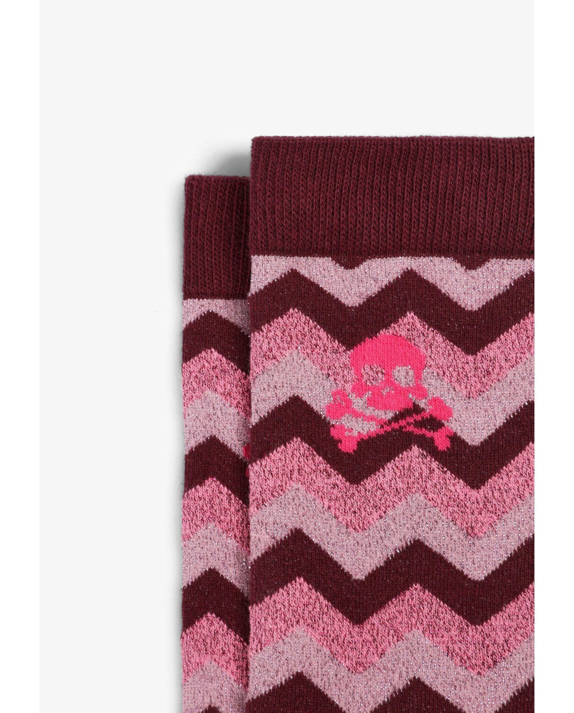 Calcetines de niña de caña media con estampado en zigzag - Scalpers - Rosa Rosa-3