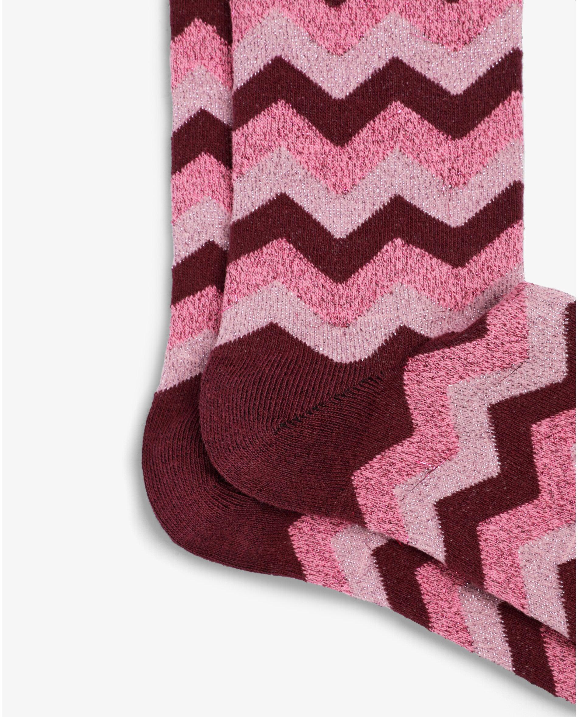Calcetines de niña de caña media con estampado en zigzag - Scalpers - Rosa Rosa-2