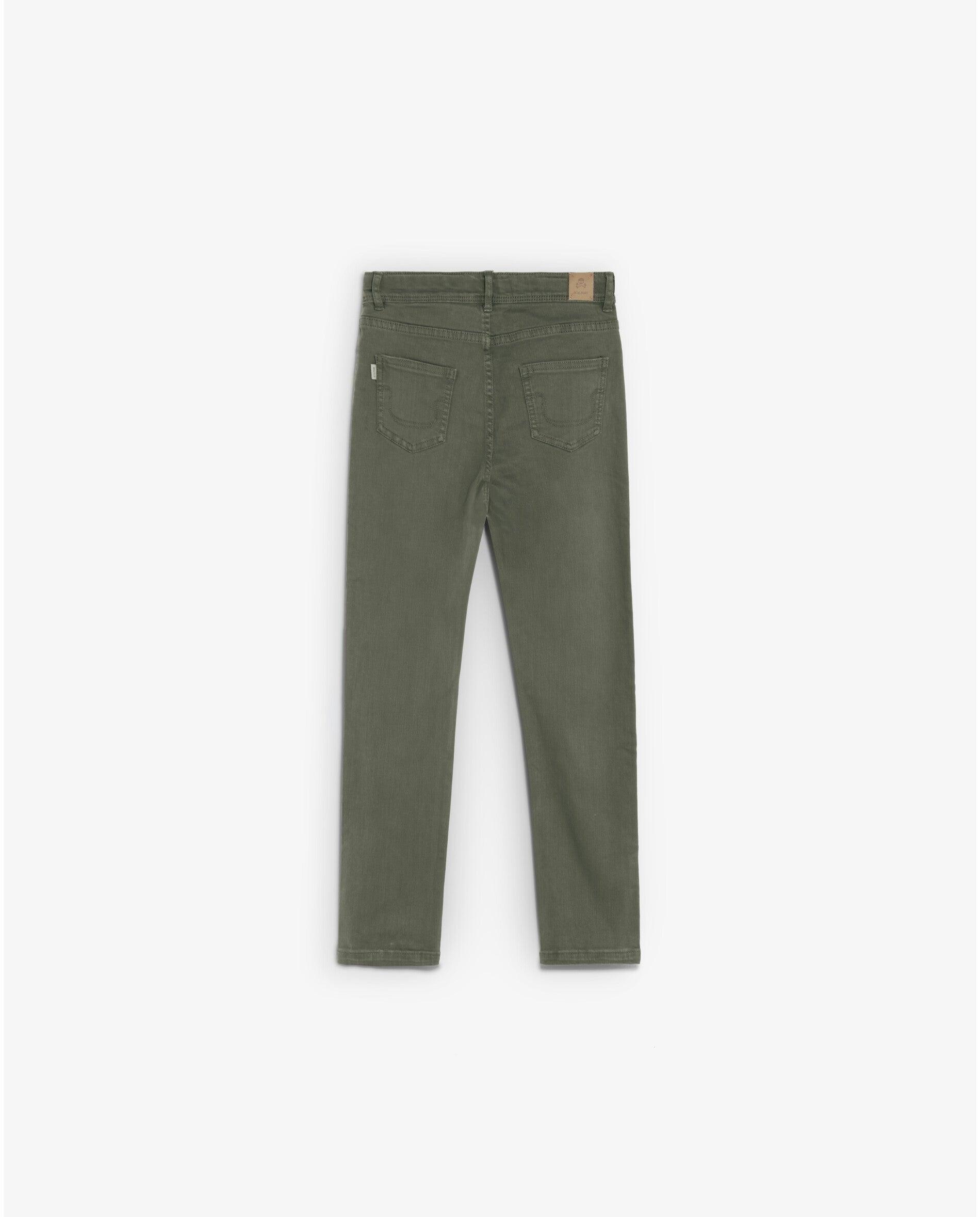 Vaquero de niño slim fit cinco bolsillos con trabillas - Scalpers - Kaki Kaki-2