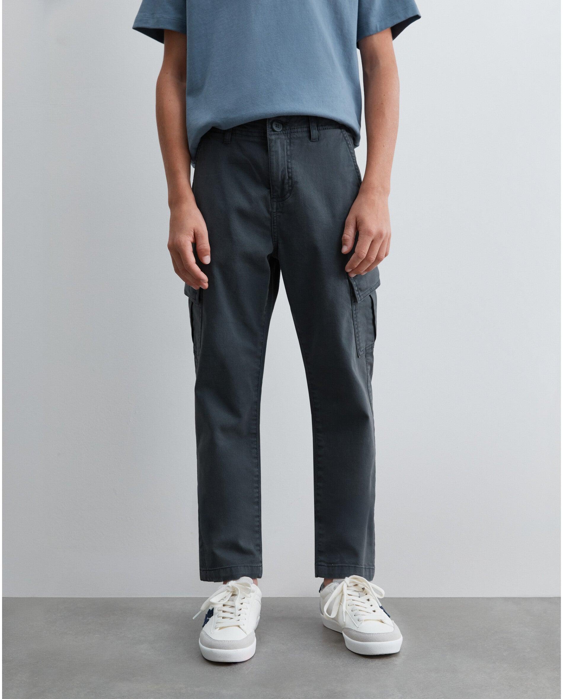 Pantalón cargo de niño slim fit con trabillas en la cintura - Scalpers - Navy Navy-2