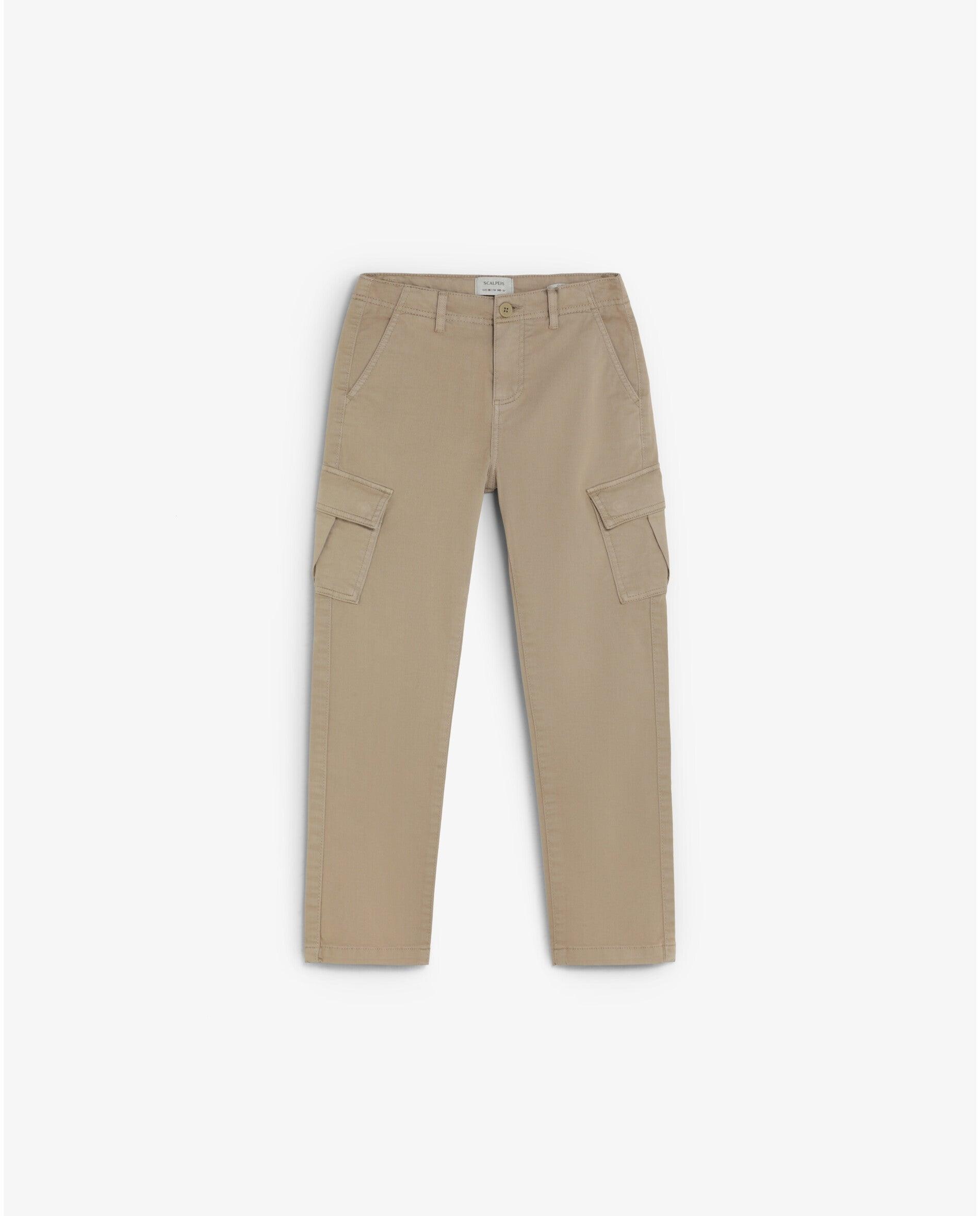 Pantalón cargo de niño slim fit con trabillas en la cintura - Scalpers - Topo Topo-1