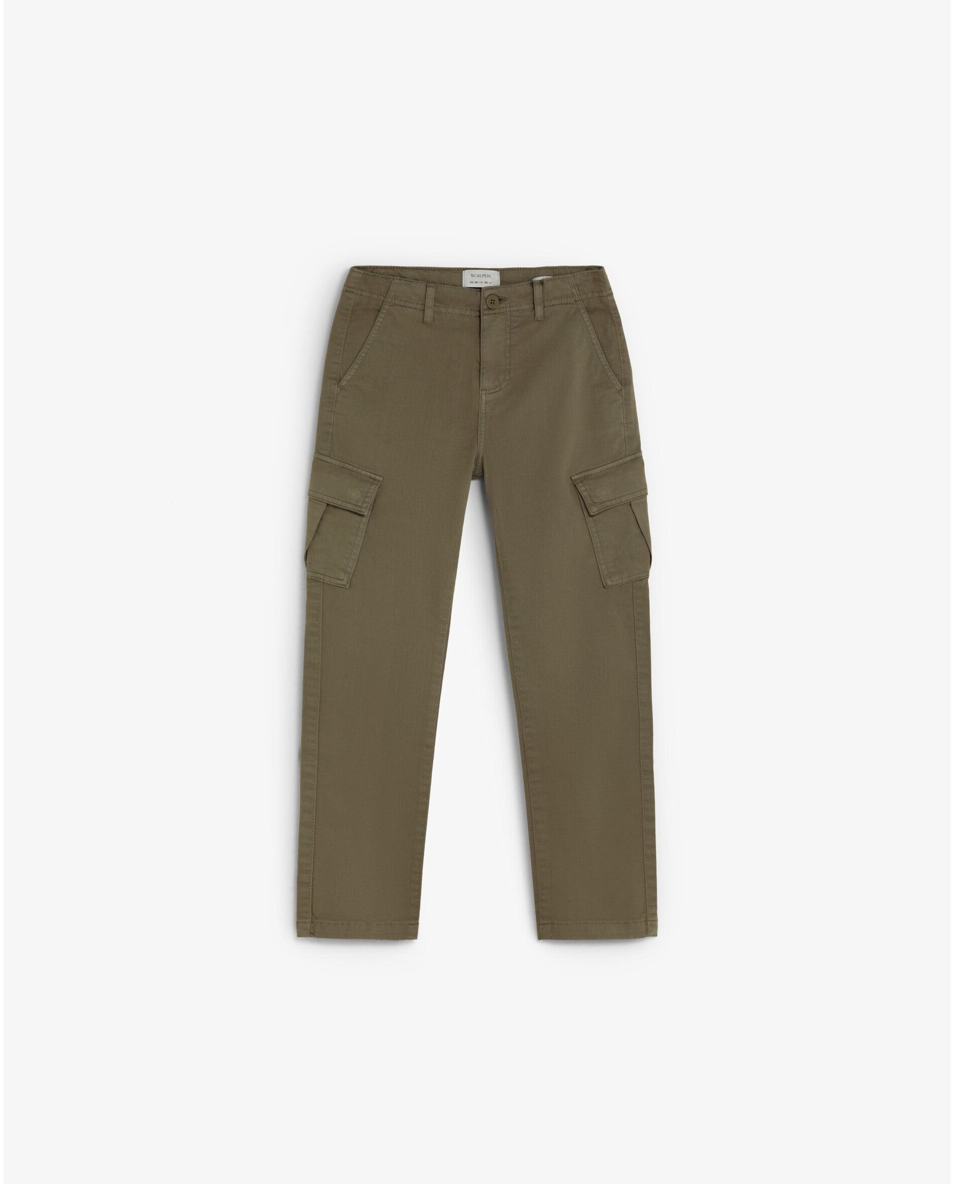 Imagen 0 de Pantalón cargo de niño slim fit con trabillas en la cintura Kaki