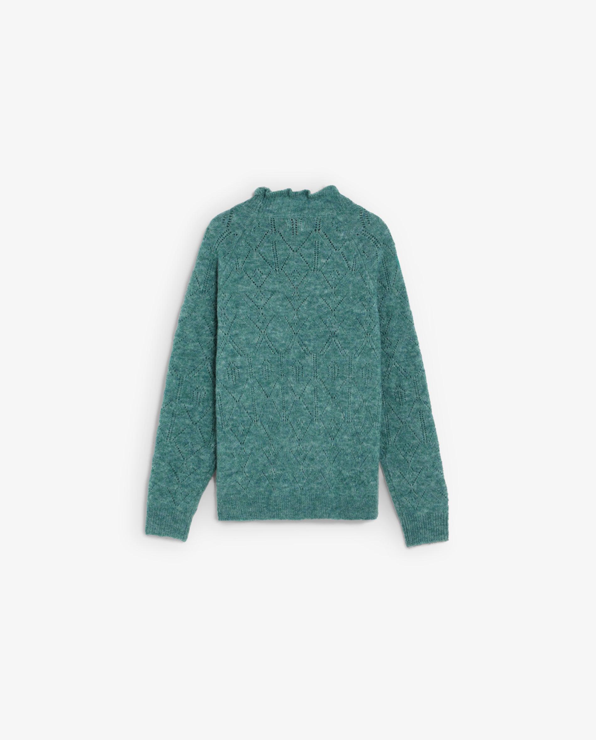 Imagen 2 de Jersey de niña de punto calado con detalle de volante - Scalpers - Verde azulado Verde azulado