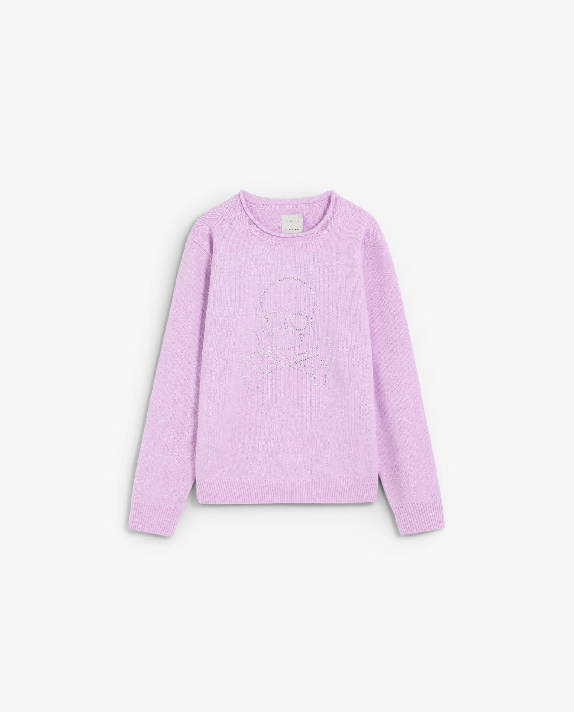 Jersey de niña con calavera frontal de strass - Scalpers - Lila Lila-1