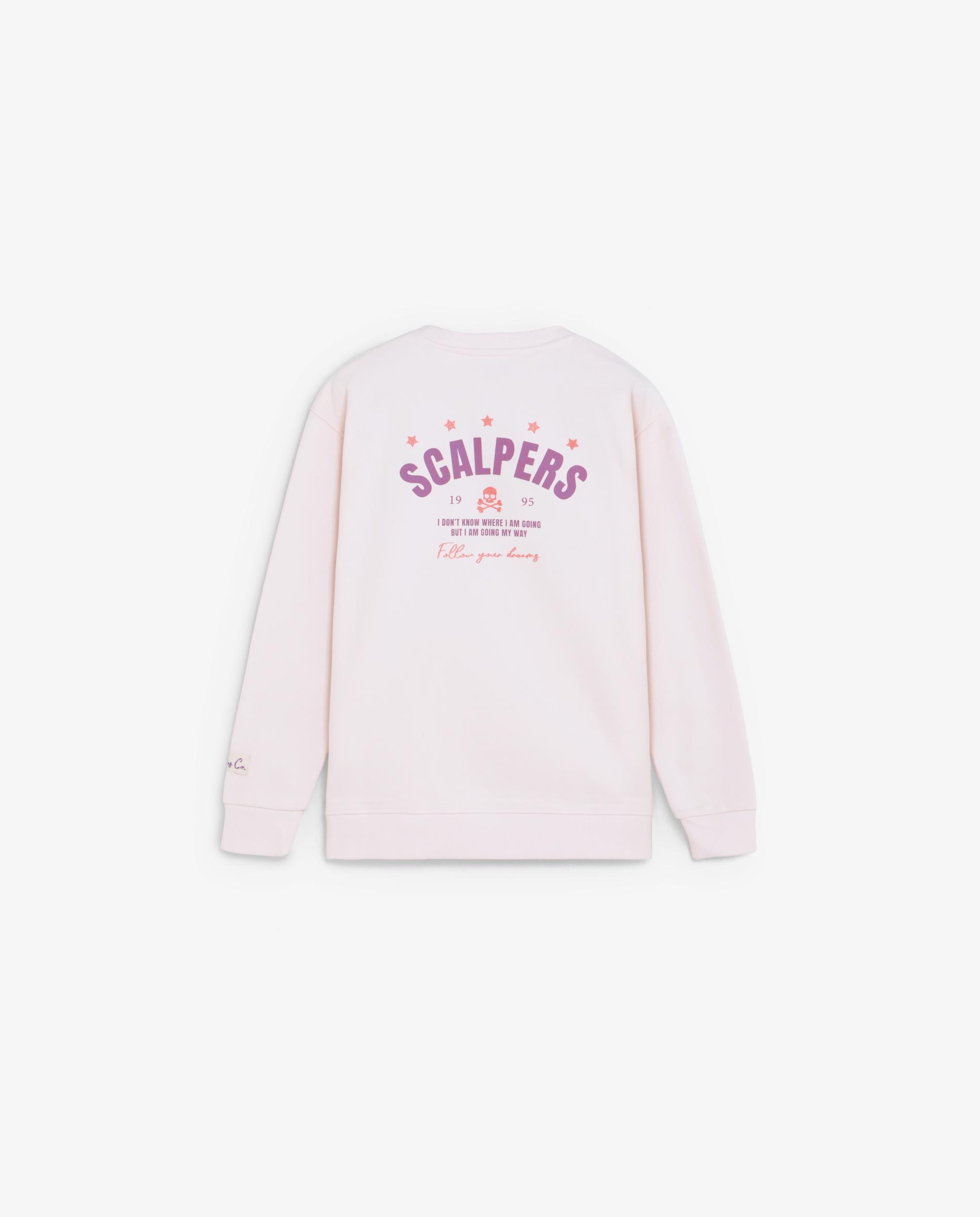 Sudadera de niña relaxed fit con estampado trasero - Scalpers - Rosa claro Rosa claro-2