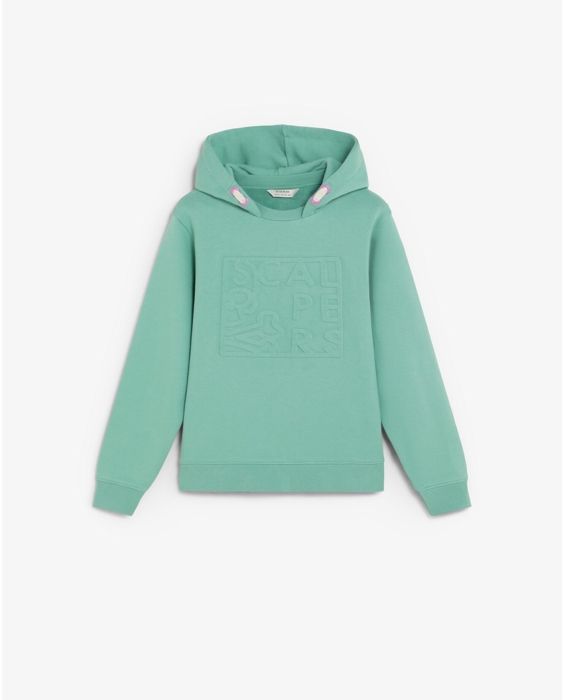 Imagen 0 de Sudadera con capucha de niña con logo en relieve a tono Verde menta