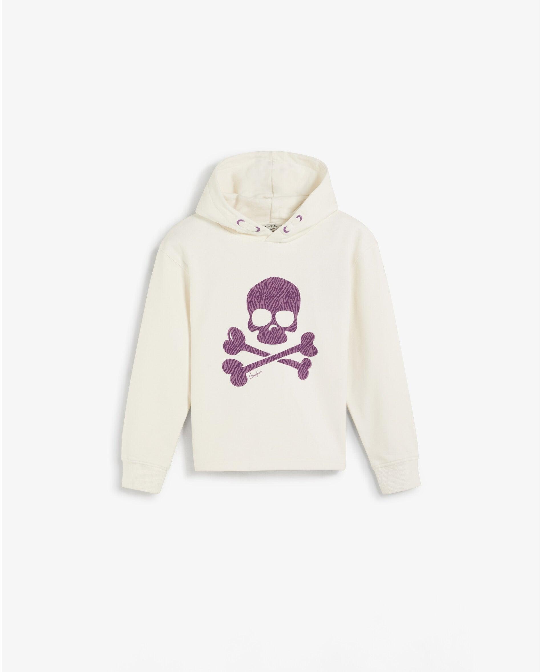 Sudadera con capucha de niña con calavera animal print frontal - Scalpers - Blanco Blanco-1
