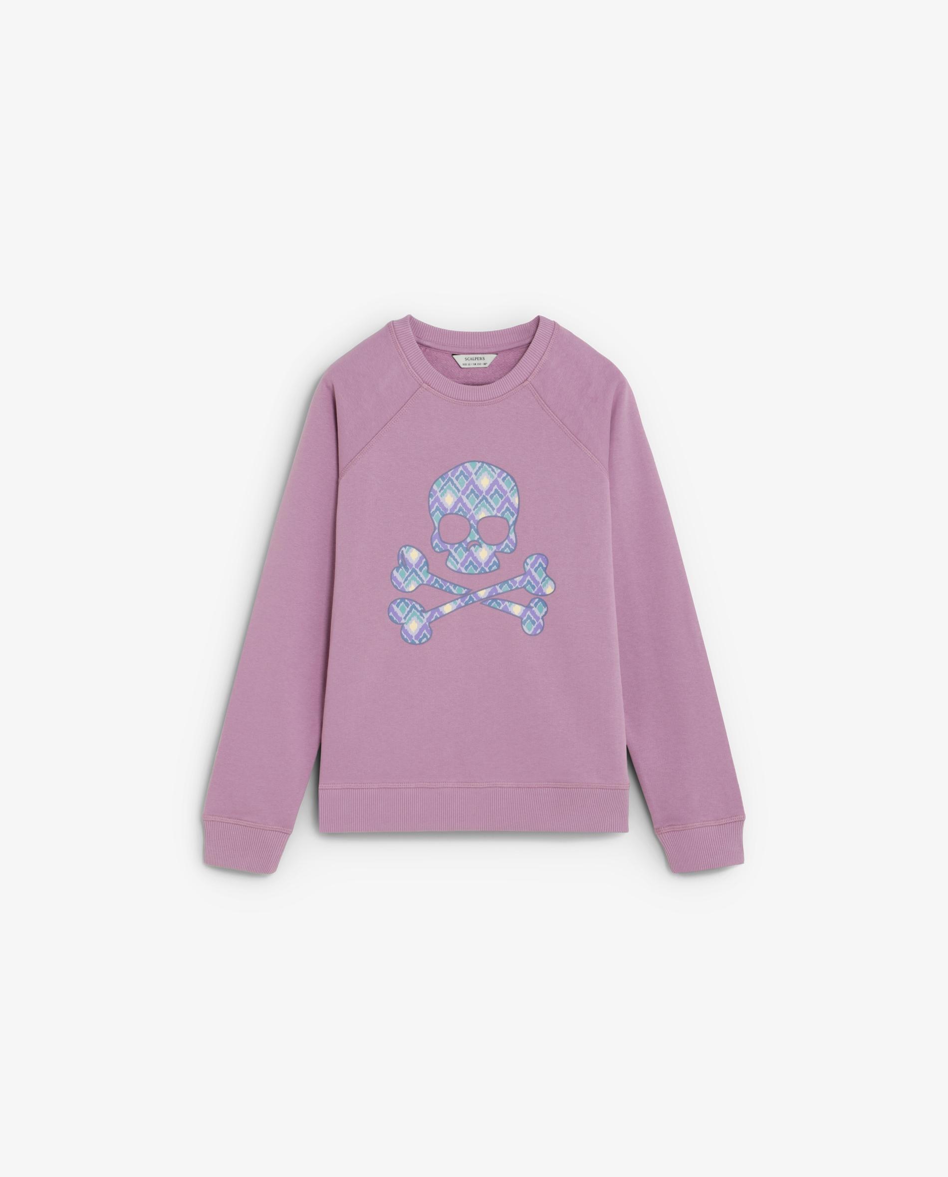 Sudadera de niña regular fit con calavera frontal - Scalpers - Lila Lila-1