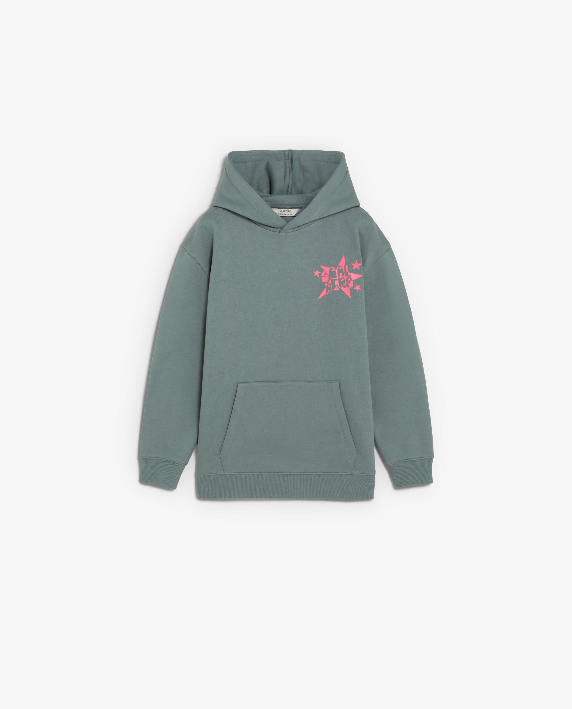 Imagen 1 de Sudadera con capucha de niña con bolsillo canguro y estampado trasero - Scalpers - Verde Agua Verde Agua