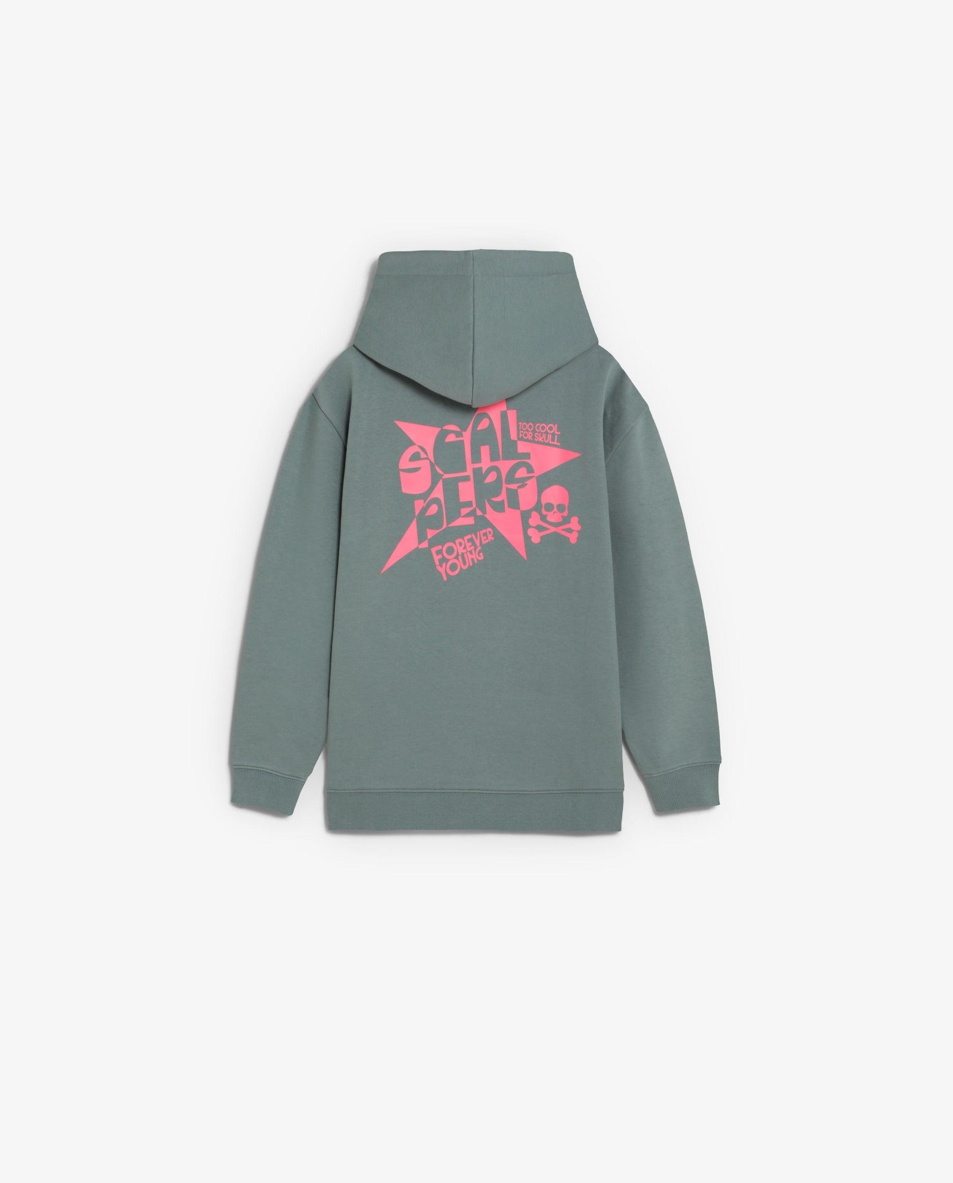 Imagen 2 de Sudadera con capucha de niña con bolsillo canguro y estampado trasero - Scalpers - Verde Agua Verde Agua