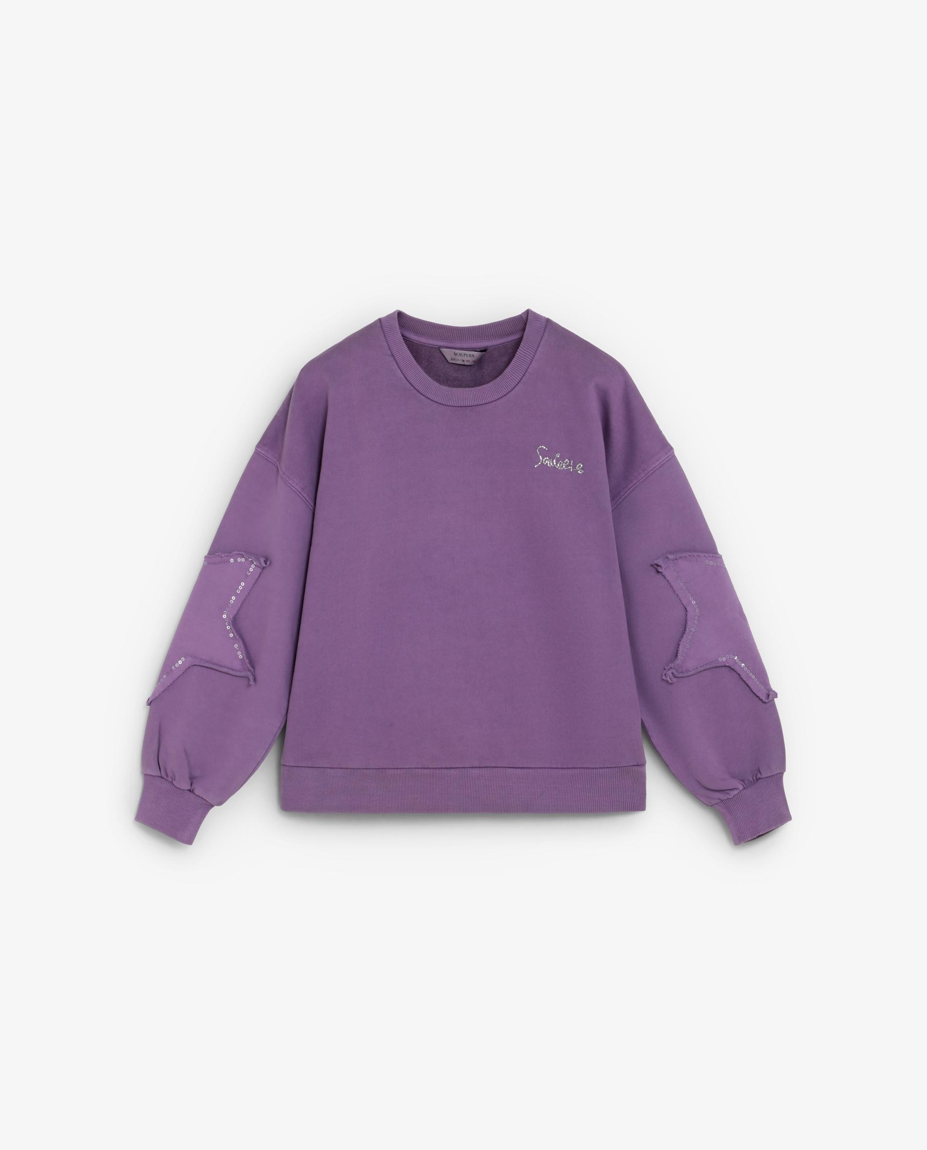 Imagen 0 de Sudadera de niña con parches en forma de estrella y lentejuelas decorativas Purpura