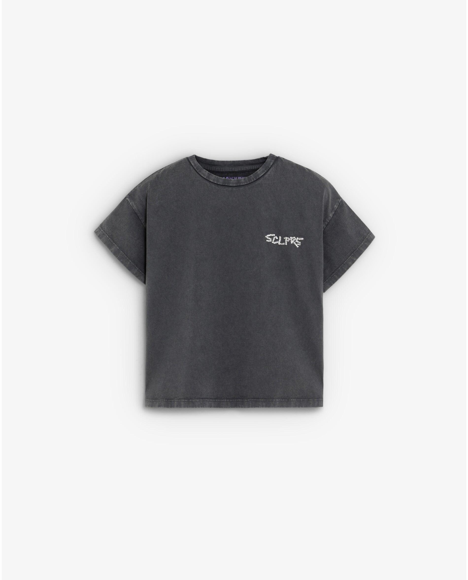 Imagen 0 de Camiseta de niña relaxed fit con detalle de strass Antracita