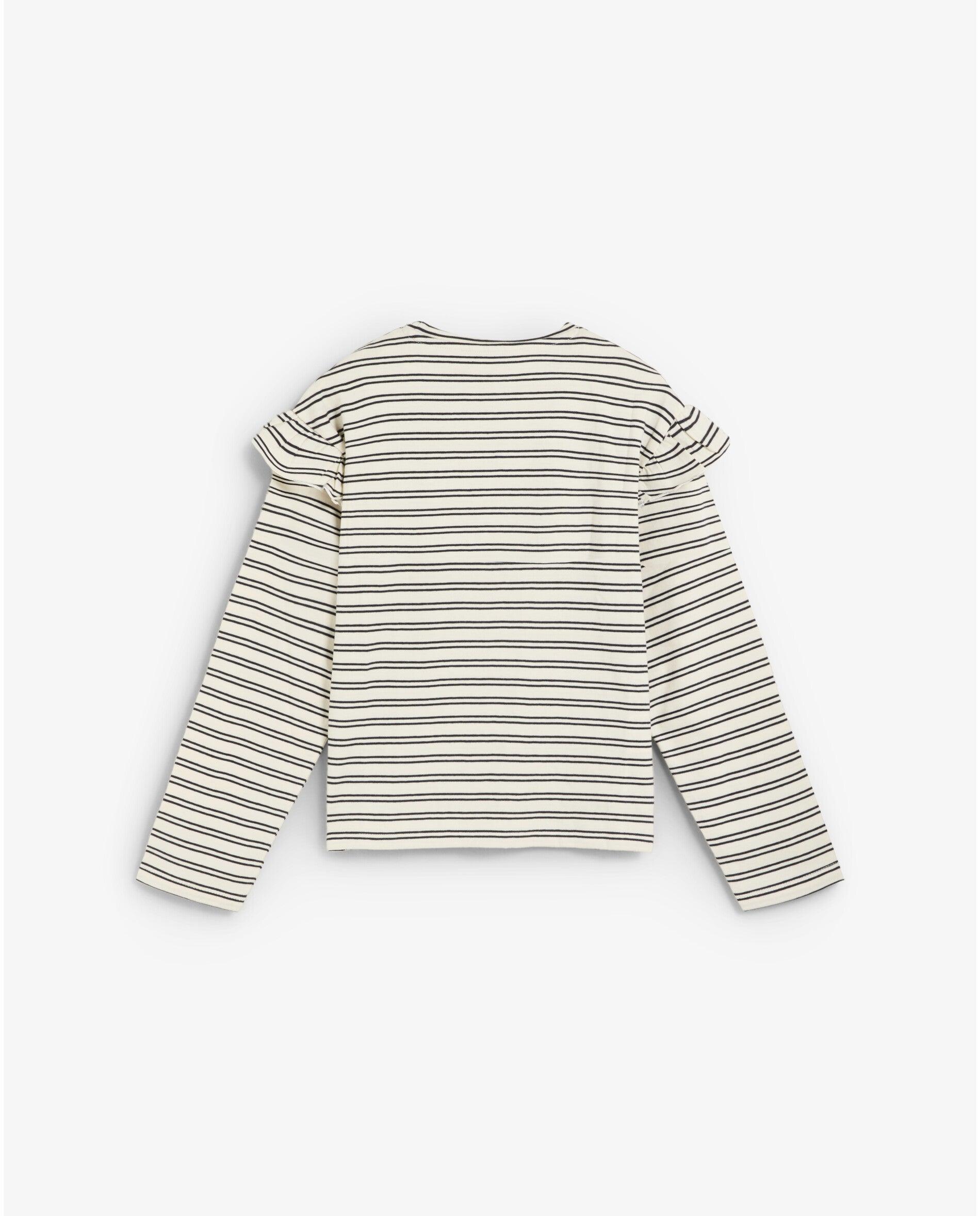 Imagen 2 de Camiseta de niña con estampado de rayas y volantes - Scalpers - Blanco / Negro Blanco / Negro